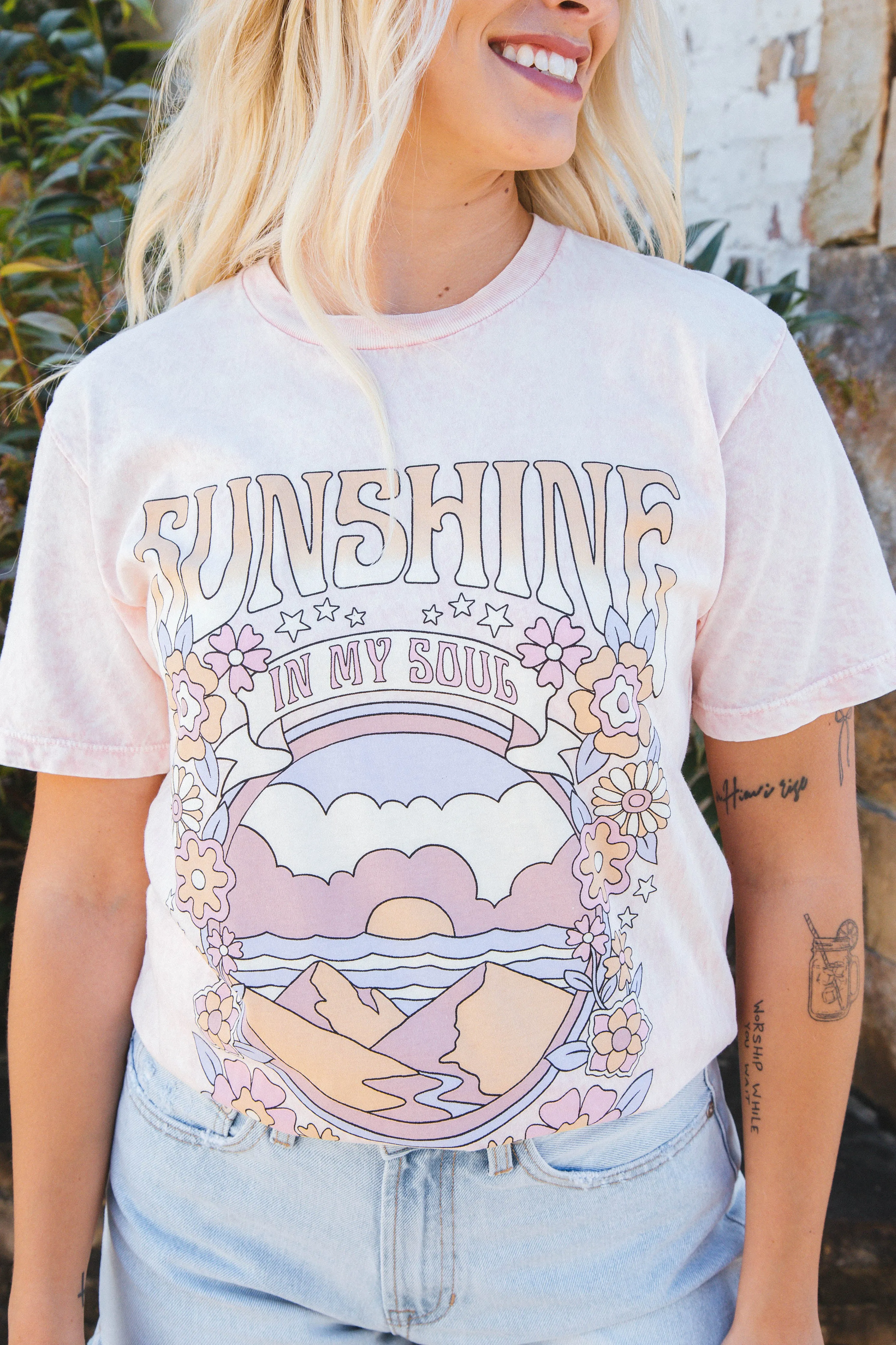 Sunshine In My Soul Graphic Tee, Light Pink sold by North & Main Clothing Company product image thumbnail 2