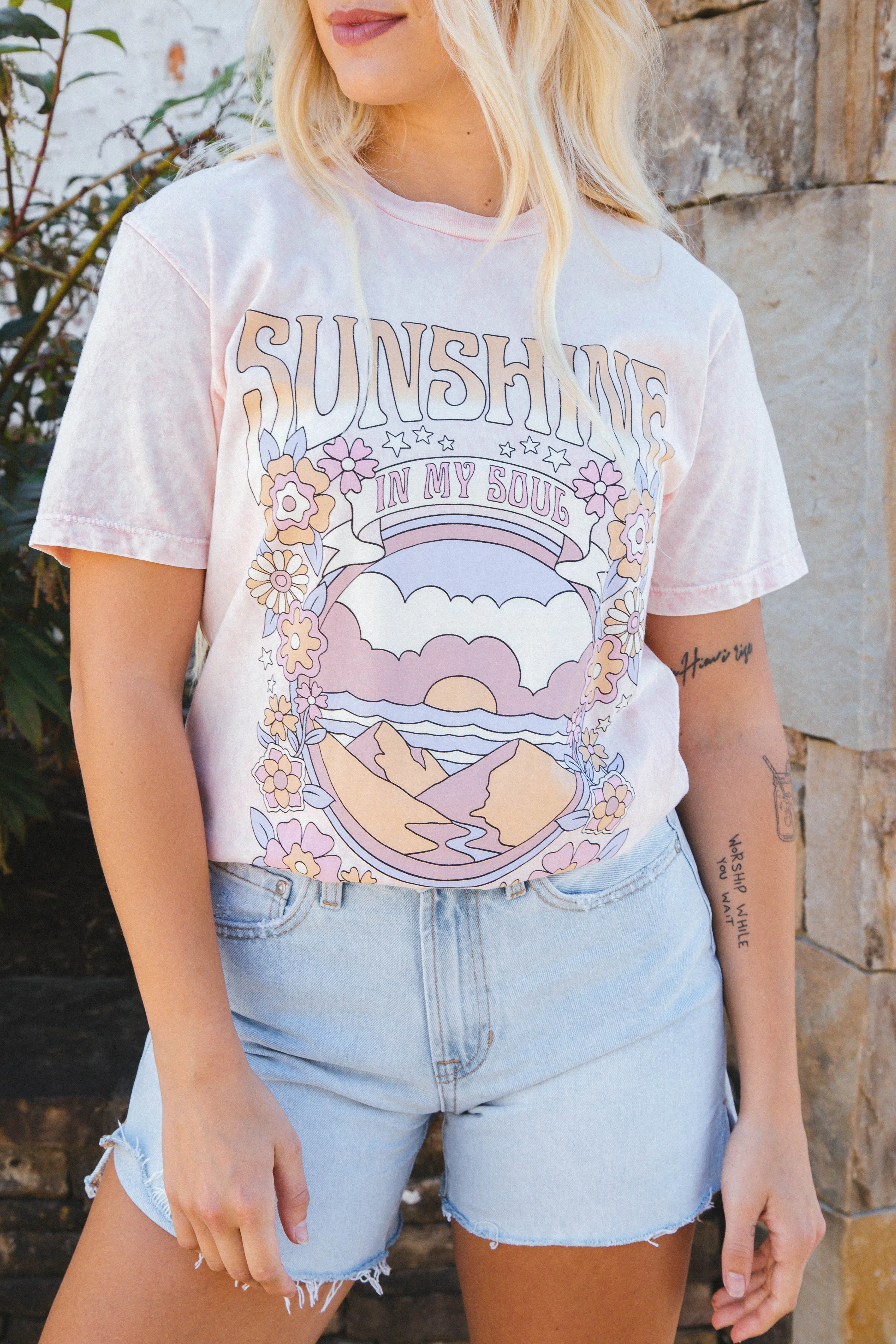 Sunshine In My Soul Graphic Tee, Light Pink sold by North & Main Clothing Company product image thumbnail 4