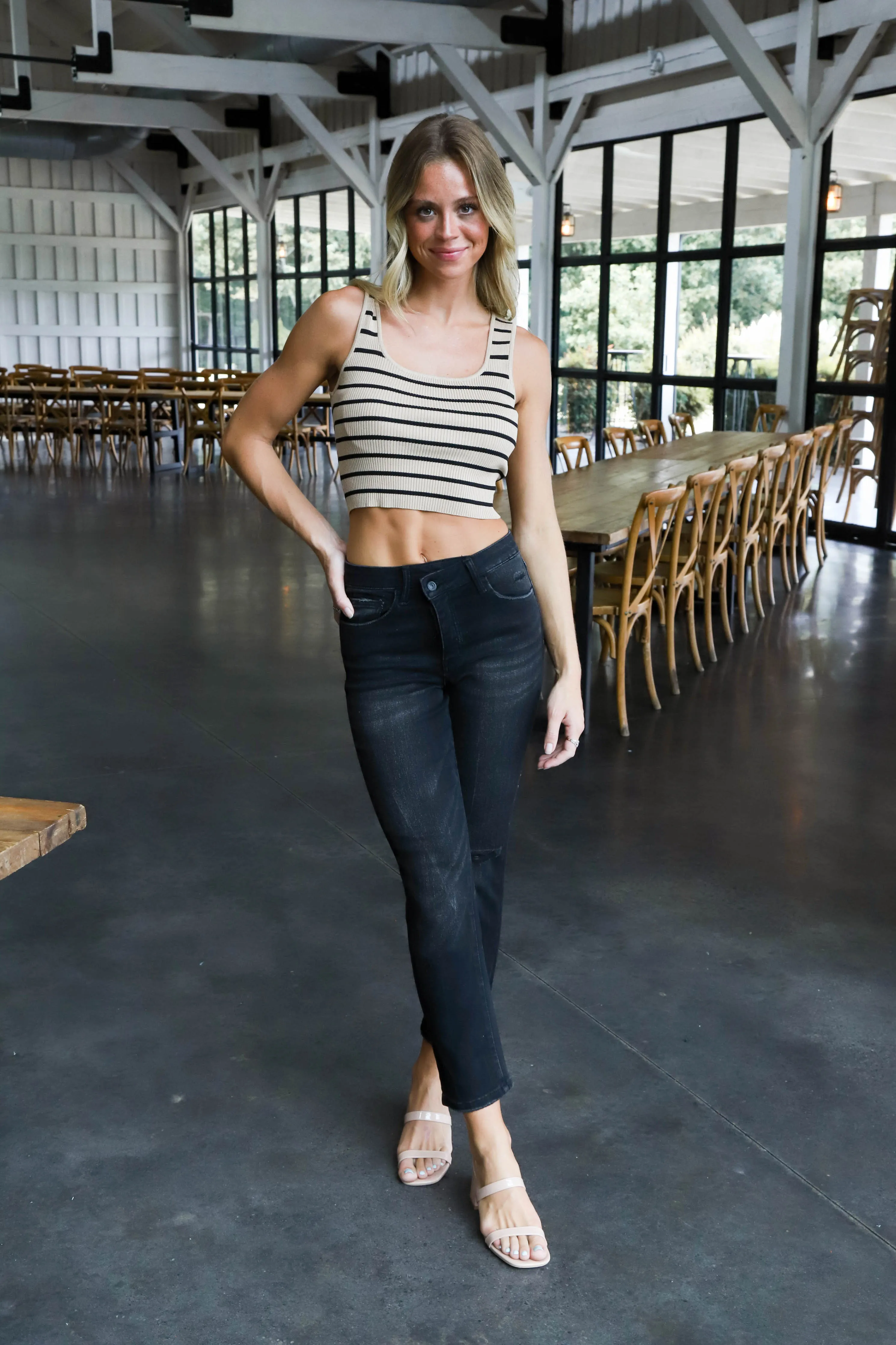 Amaya Striped Rib Knit Tank Top, Deep Taupe sold by North & Main Clothing Company product image thumbnail 3