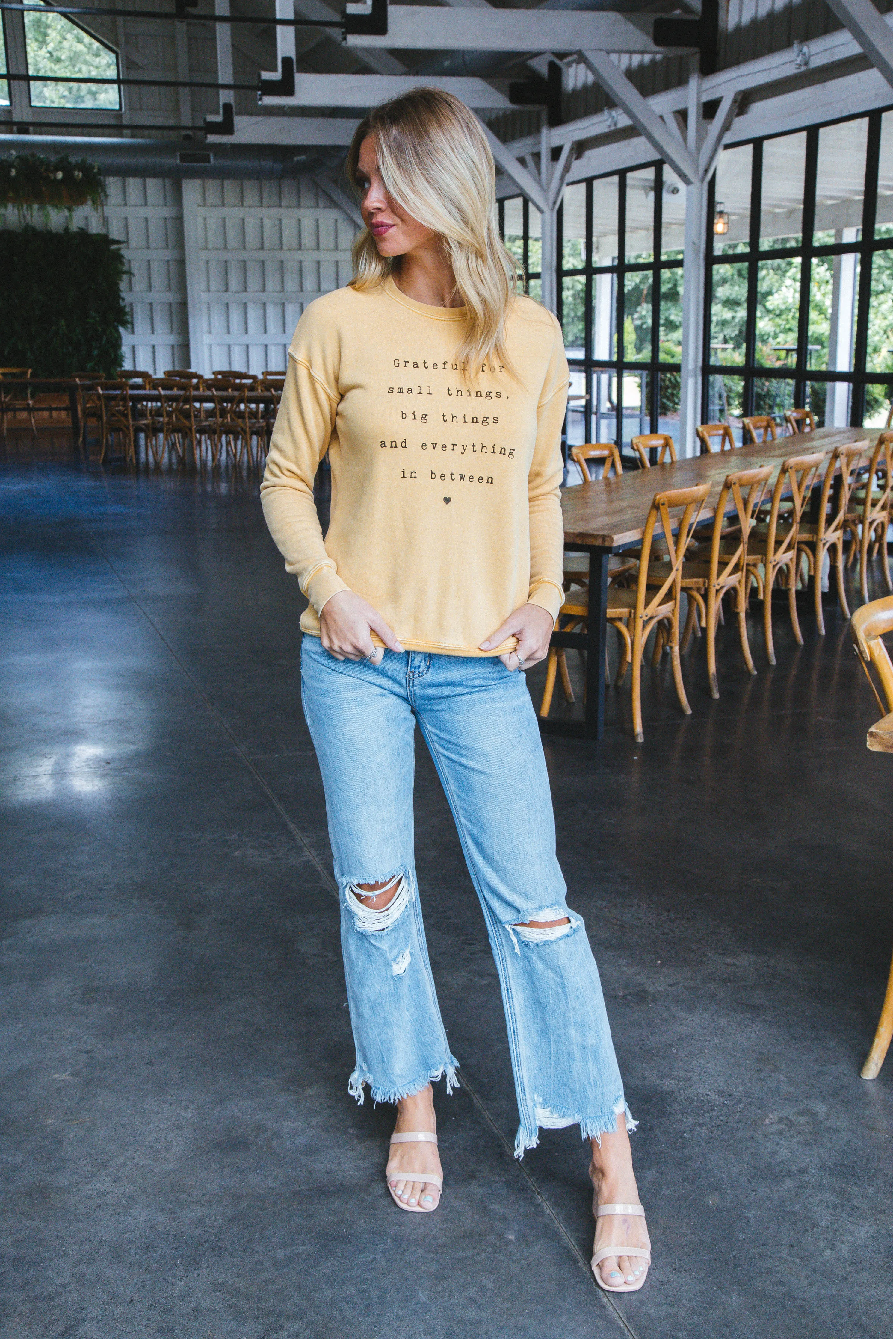 Grateful For Small Things Sweatshirt, Mineral Mustard sold by North & Main Clothing Company product image thumbnail 5