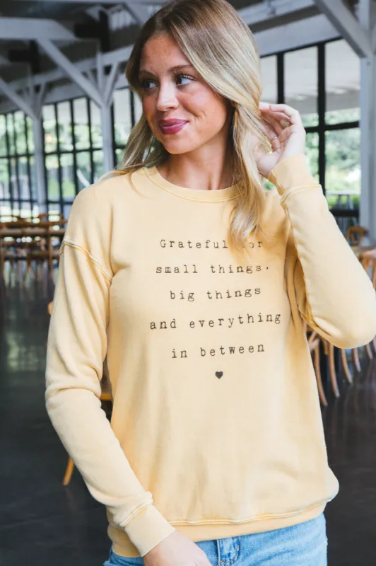 Grateful For Small Things Sweatshirt, Mineral Mustard made by North & Main Clothing Company