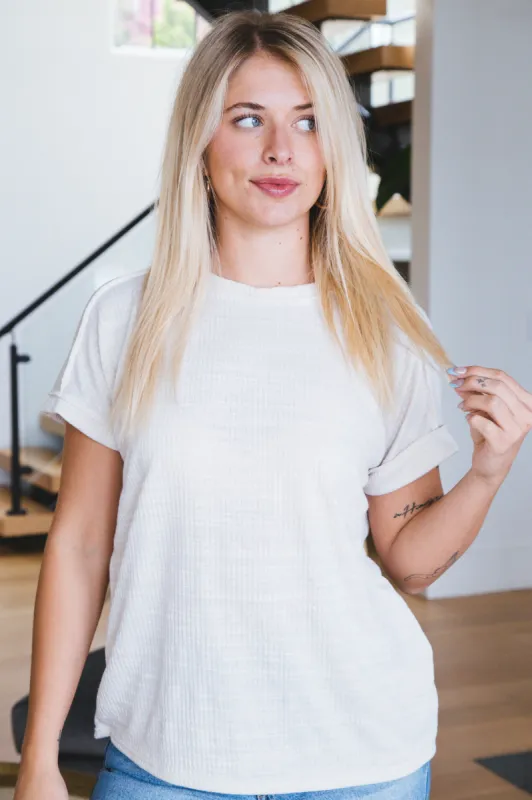 Daisy Round Neck Tee, Ivory made by North & Main Clothing Company