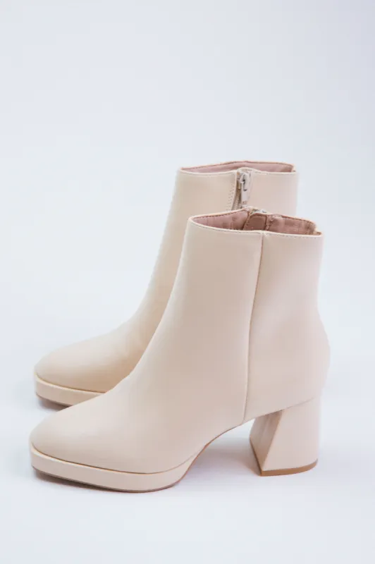 Dodger Platform Round Toe Bootie, Cream | Chinese Laundry sold by North & Main Clothing Company