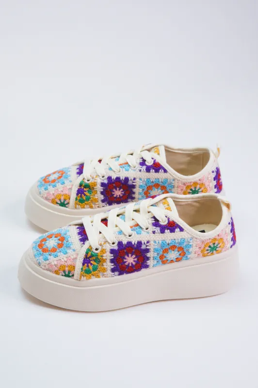 Rambling Crochet Platform Sneaker, Pink Multi | Dirty Landry sold by North & Main Clothing Company