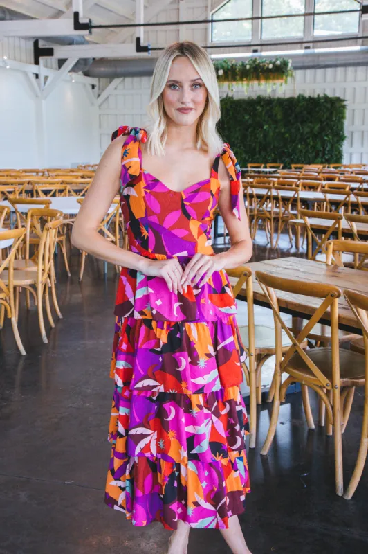 Delilah Tiered Midi Dress, Multi sold by North & Main Clothing Company