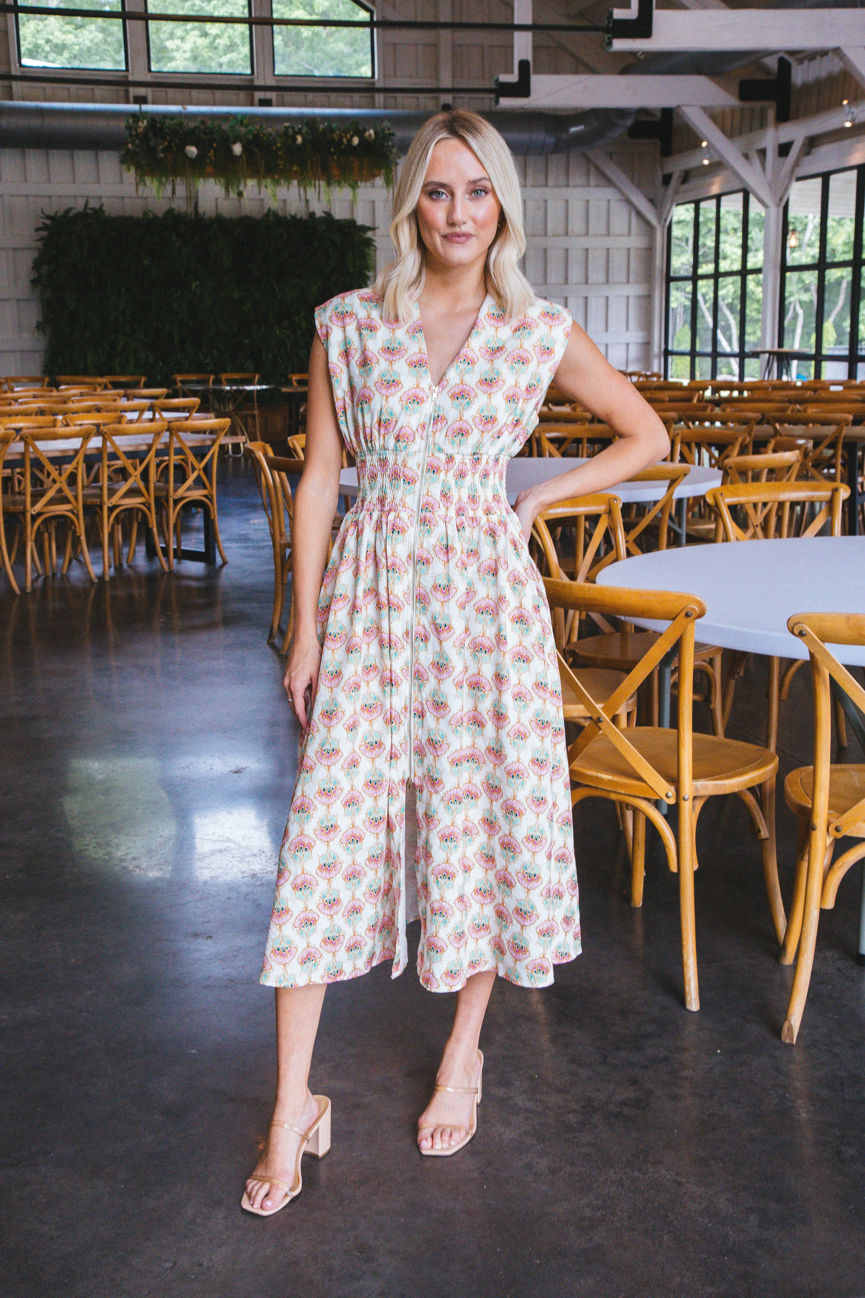 Ariel Zip Up Midi Dress, Cream sold by North & Main Clothing Company product image thumbnail 5