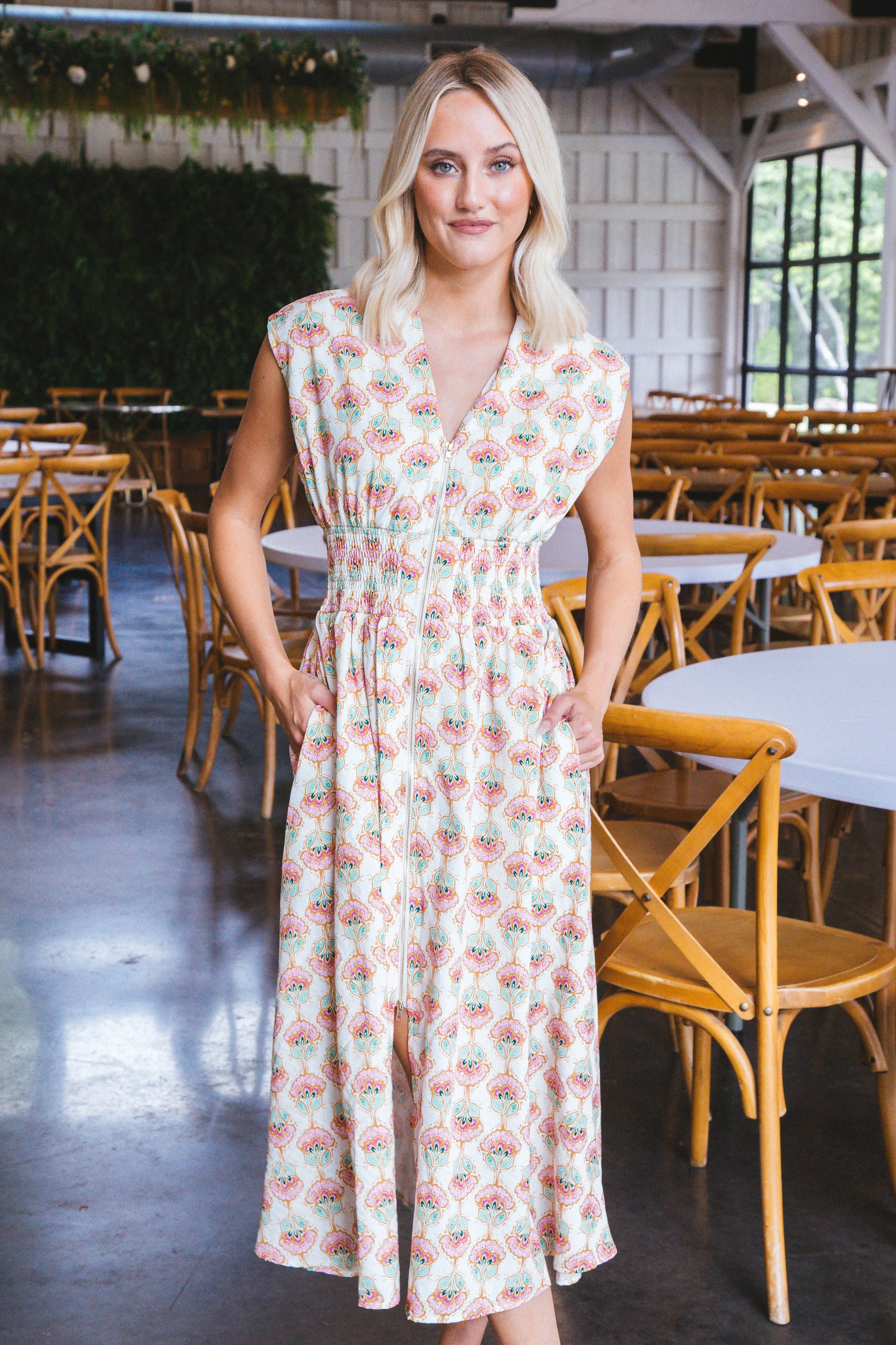 Ariel Zip Up Midi Dress, Cream sold by North & Main Clothing Company product image thumbnail 2