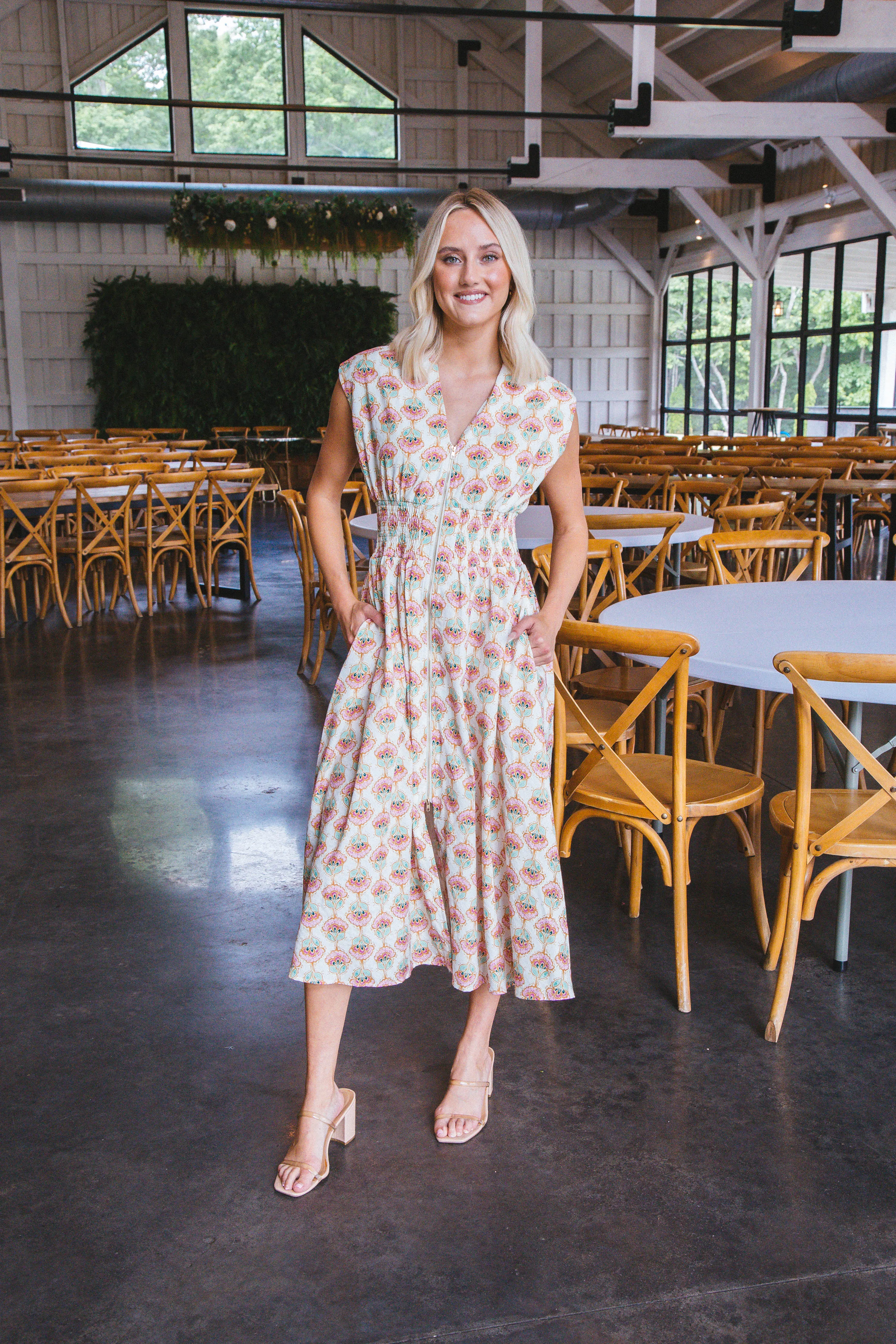 Ariel Zip Up Midi Dress, Cream sold by North & Main Clothing Company product image thumbnail 3