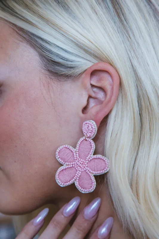 Fayola Flower Earrings, Pink sold by North & Main Clothing Company