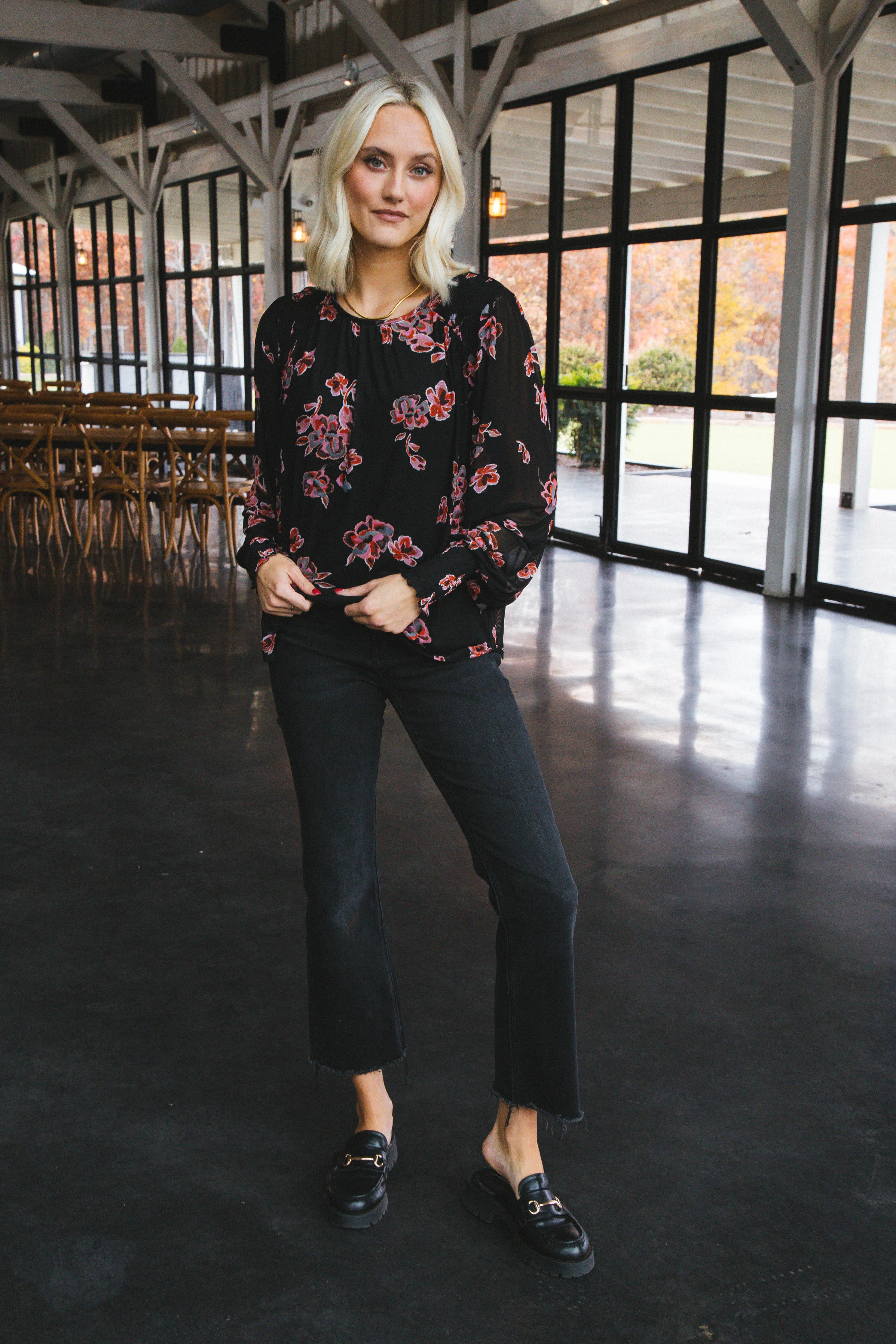 Blousy Mesh Long Sleeve Top, Falling Garland | Sanctuary sold by North & Main Clothing Company product image thumbnail 2