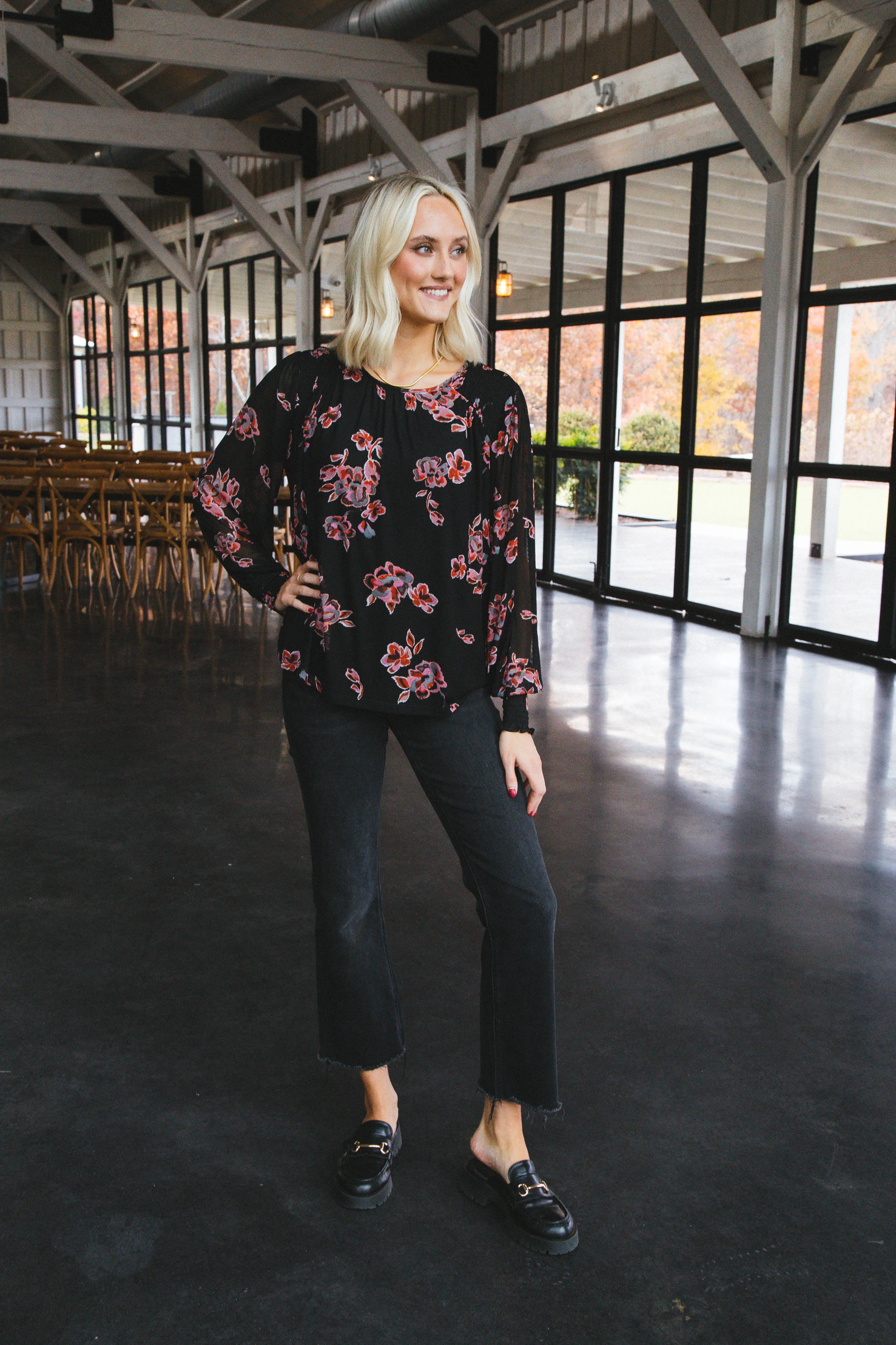 Blousy Mesh Long Sleeve Top, Falling Garland | Sanctuary sold by North & Main Clothing Company product image thumbnail 4