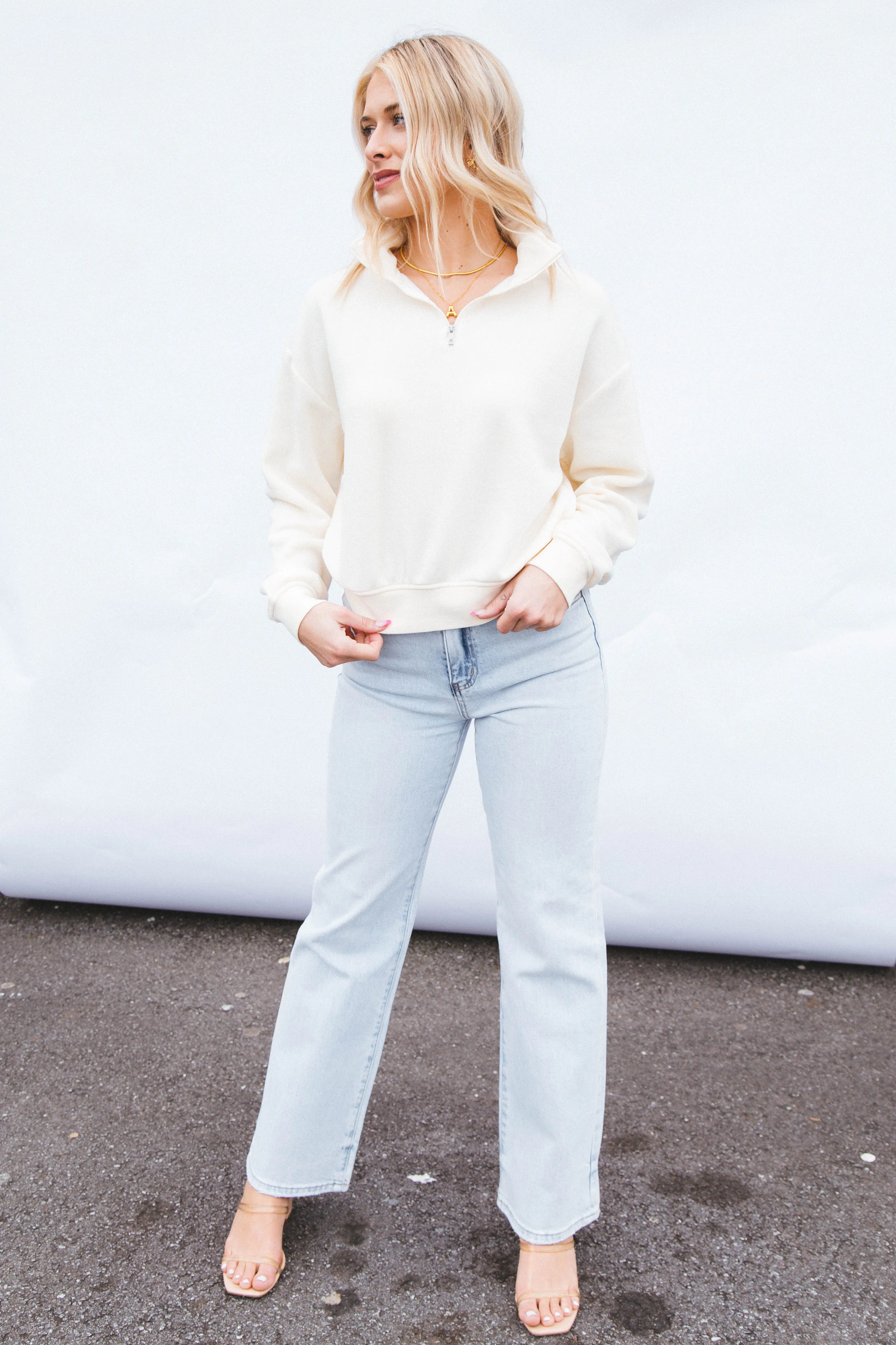 Berkley Quarter Zip Sweatshirt, Whip Cream sold by North & Main Clothing Company product image thumbnail 2