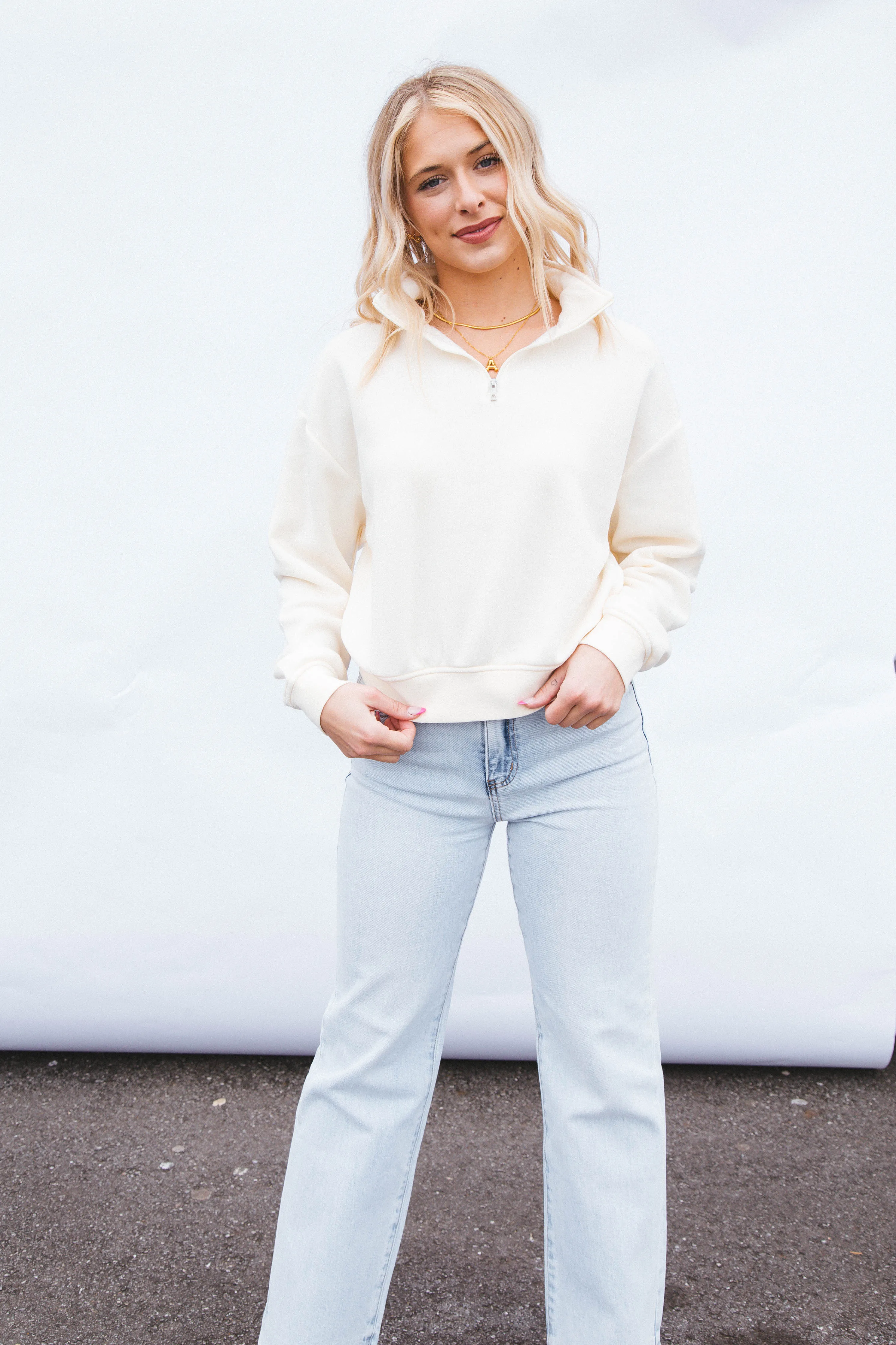 Berkley Quarter Zip Sweatshirt, Whip Cream sold by North & Main Clothing Company product image thumbnail 5
