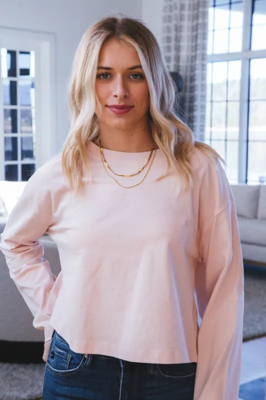Katherine Wide Long Sleeve Tee, Dusty Pink sold by North & Main Clothing Company