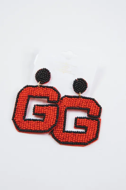 Georgia "G" Beaded Earrings, Red sold by North & Main Clothing Company