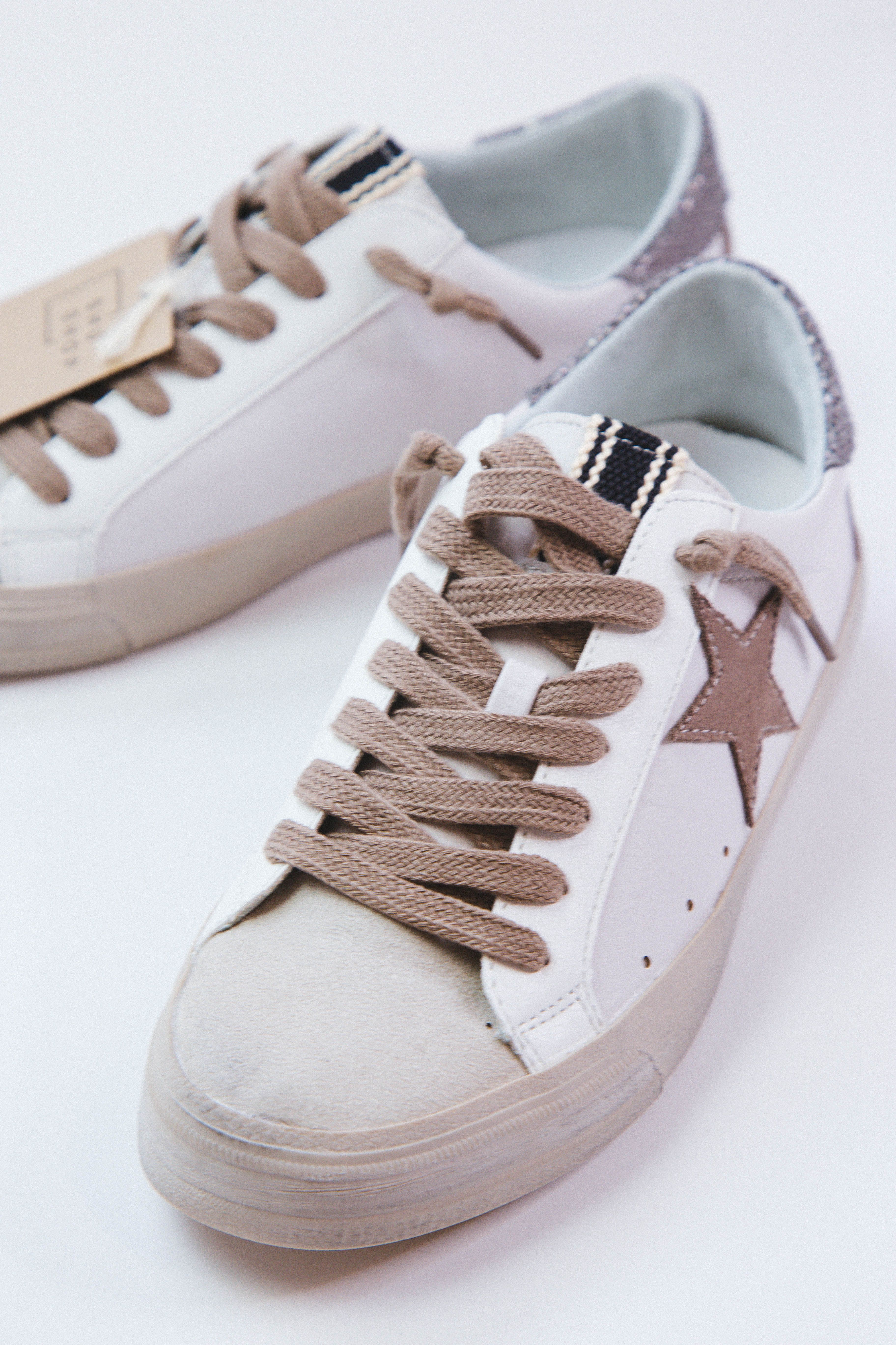 Pilar Lace Up Star Sneaker, White/Taupe | SHUSHOP sold by North & Main Clothing Company product image thumbnail 2