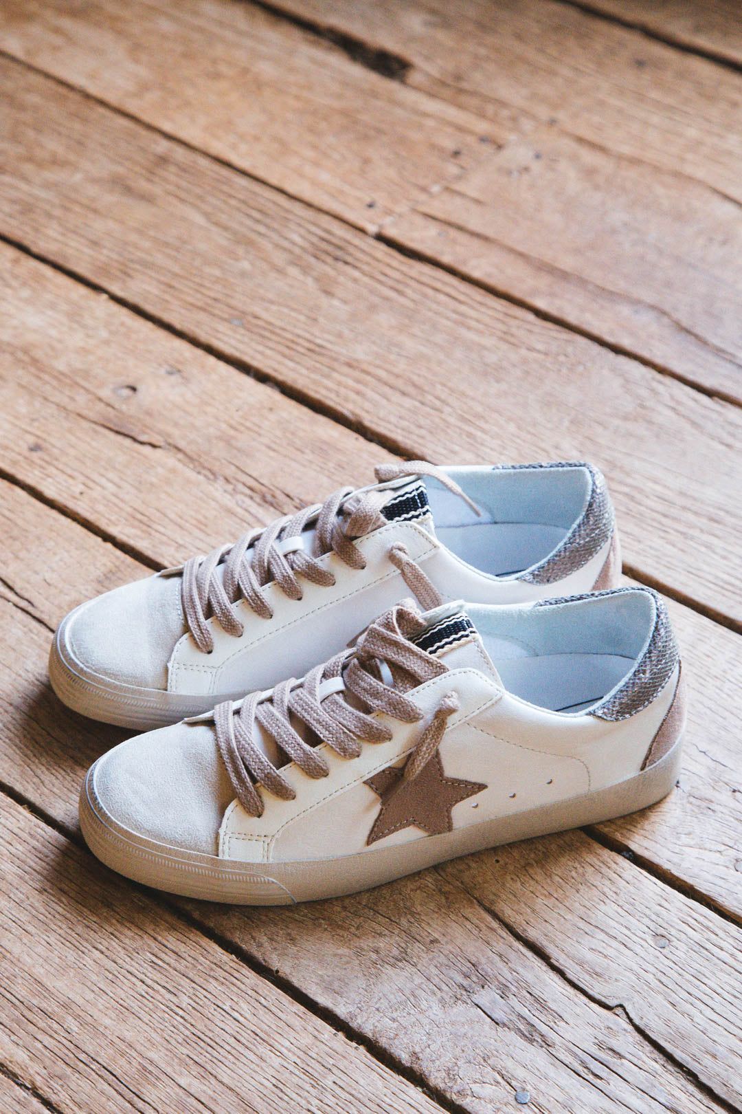 Pilar Lace Up Star Sneaker, White/Taupe | SHUSHOP sold by North & Main Clothing Company product image thumbnail 4