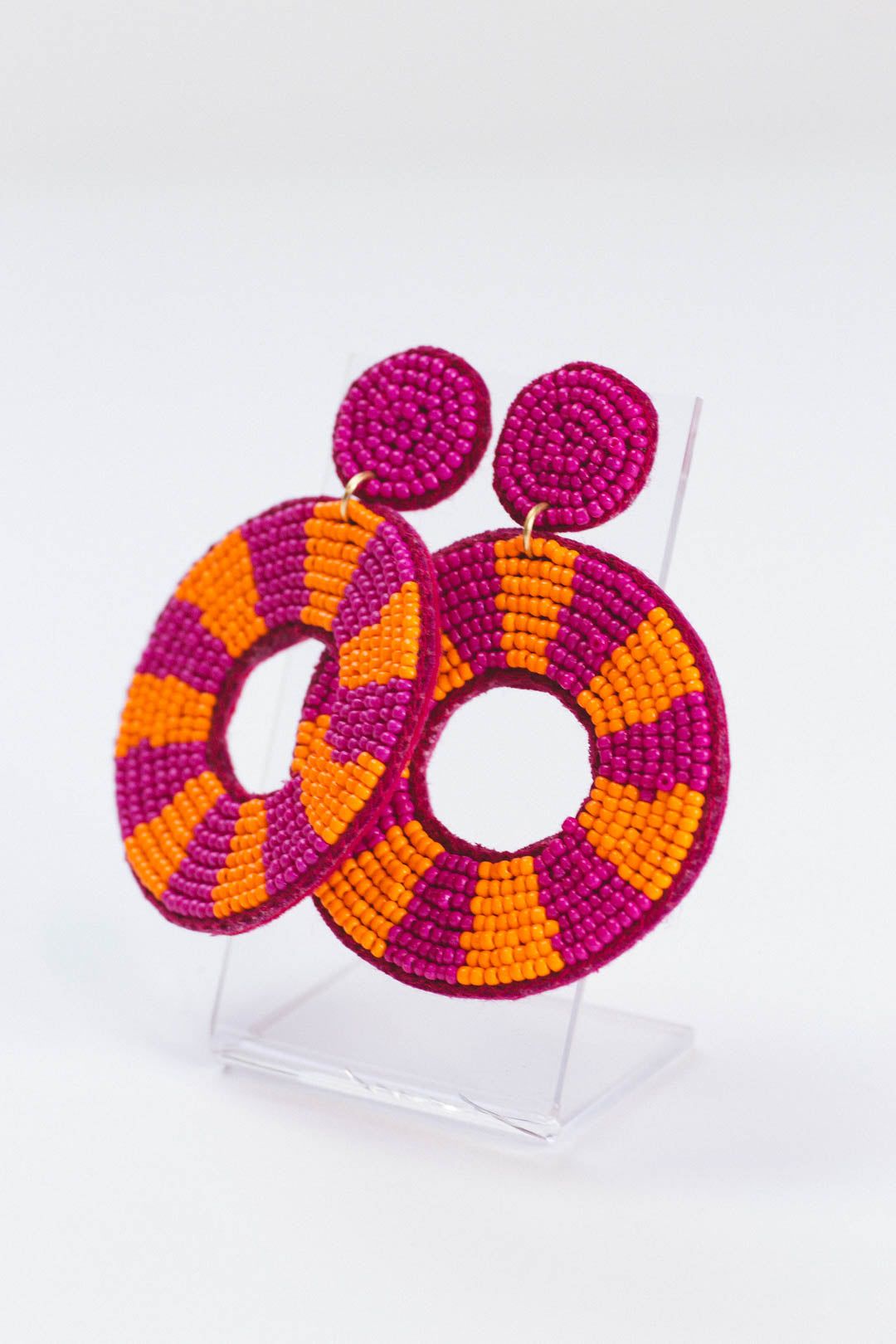 Kat Striped Earrings, Fuchsia/Orange sold by North & Main Clothing Company product image thumbnail 3