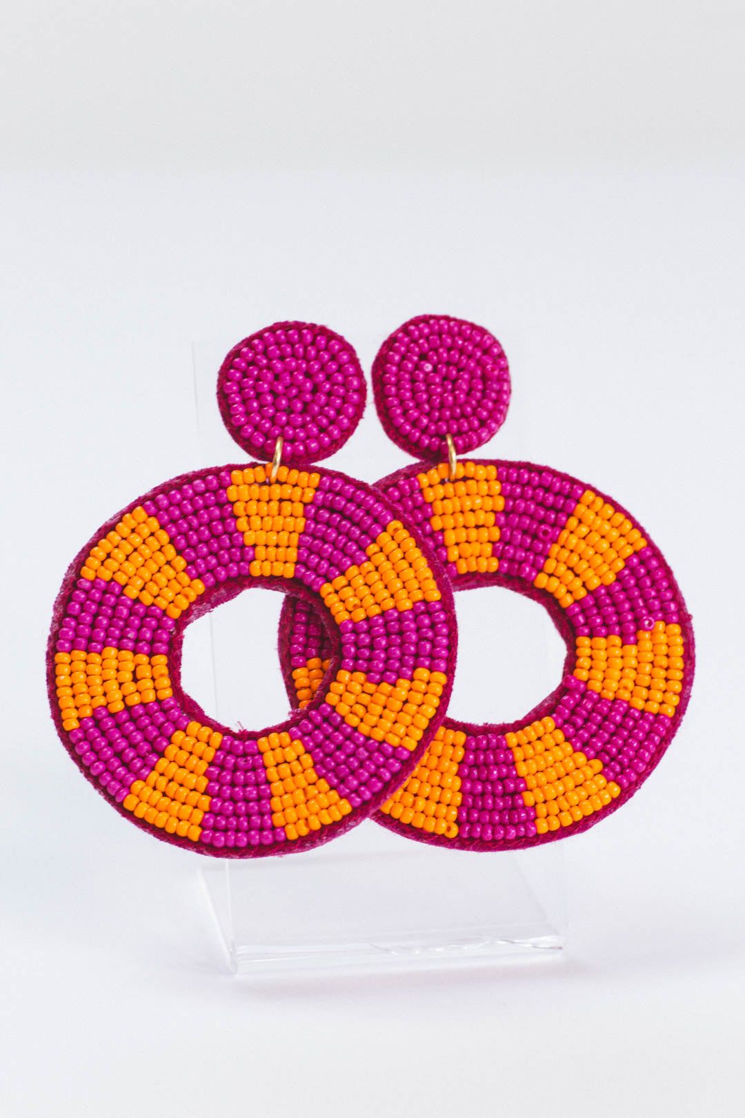 Kat Striped Earrings, Fuchsia/Orange sold by North & Main Clothing Company
