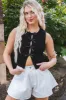 Kyla Satin Bow Detail Top, Black sold by North & Main Clothing Company