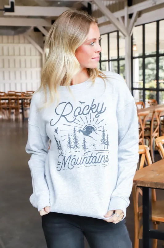 Rocky Mountains Graphic Sweatshirt, Light Heather Grey sold by North & Main Clothing Company