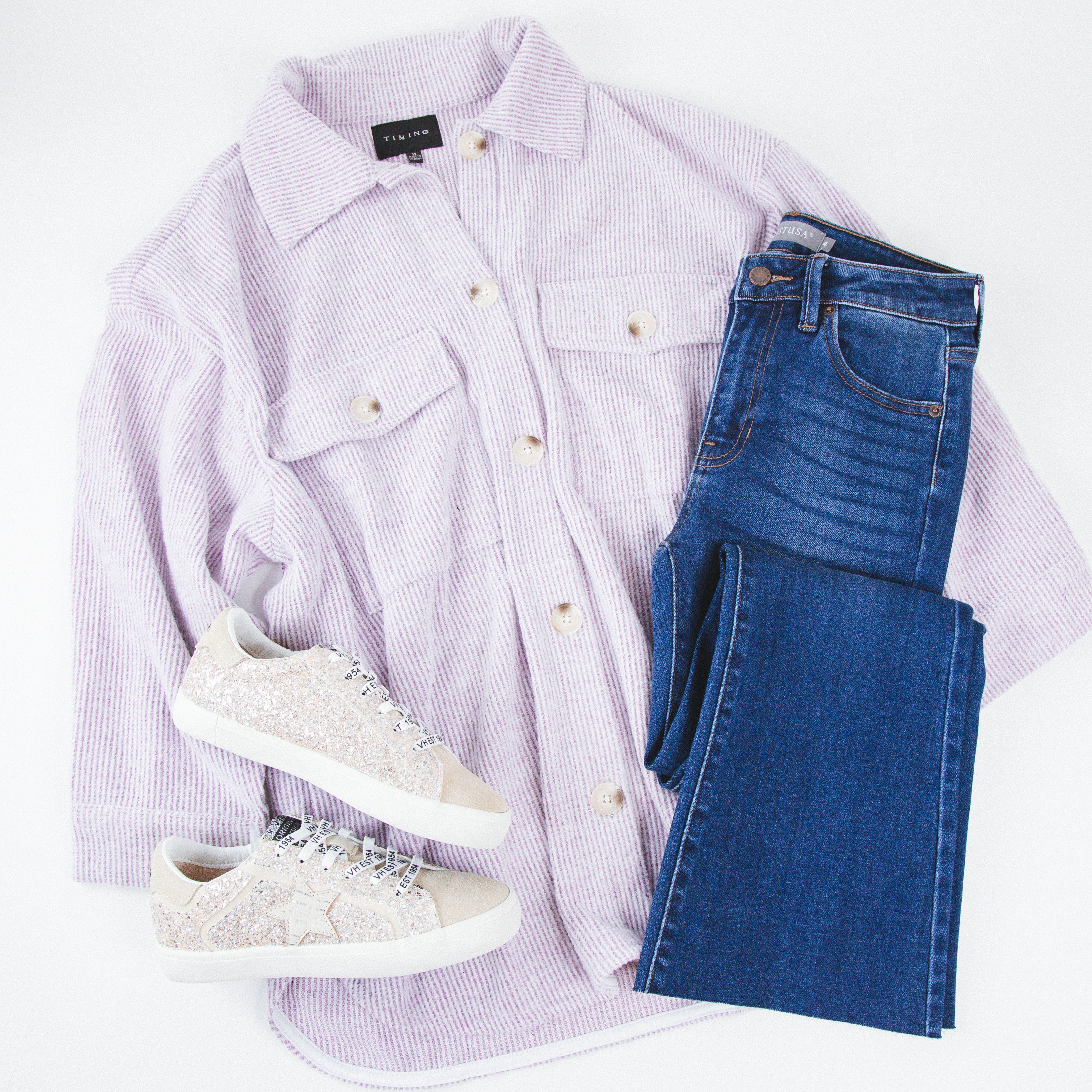 Aster Button Down Shacket, Lavender sold by North & Main Clothing Company product image thumbnail 2