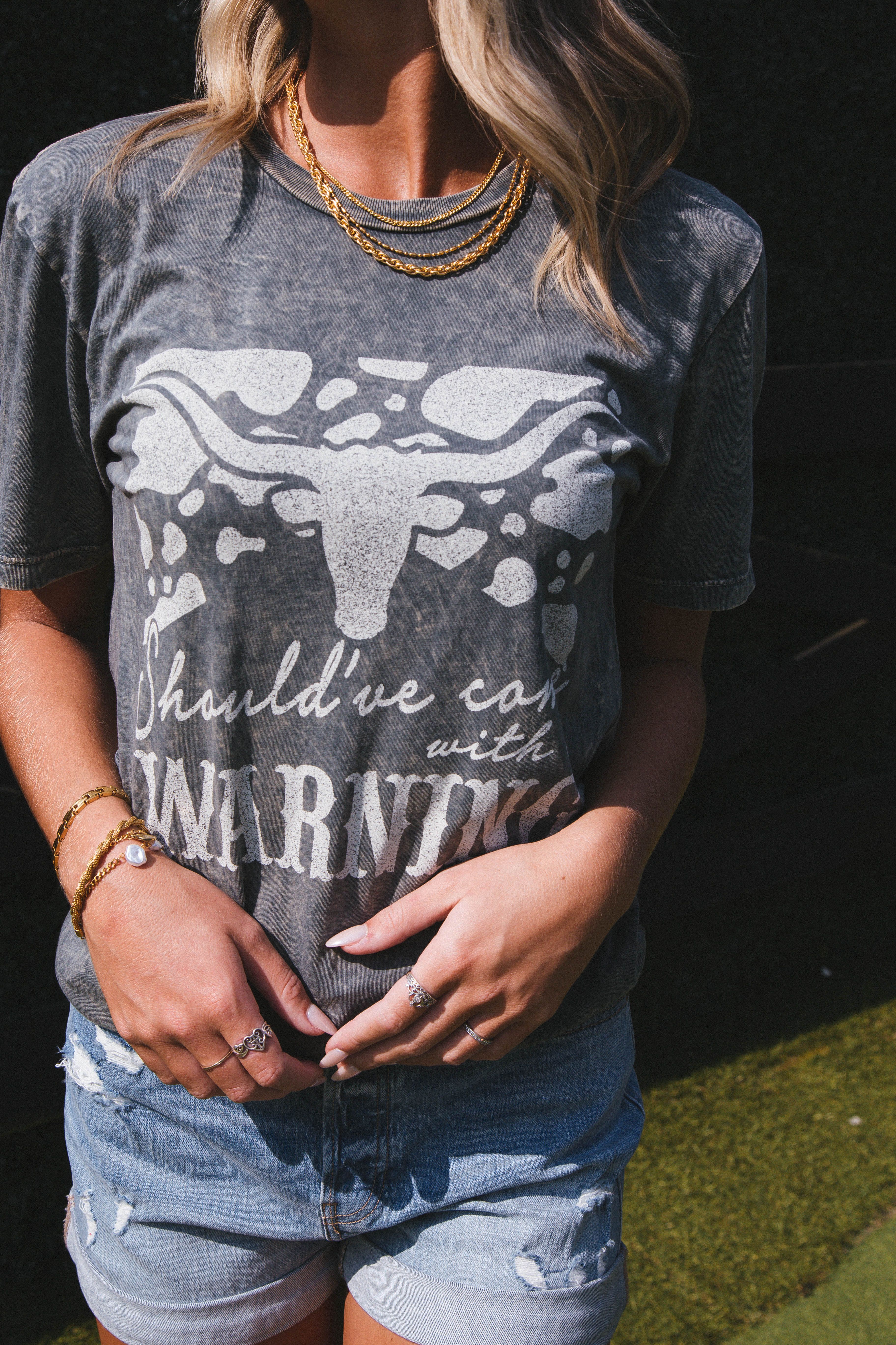 Should've Come With A Warning Graphic Tee, Stone Gray sold by North & Main Clothing Company product image thumbnail 2