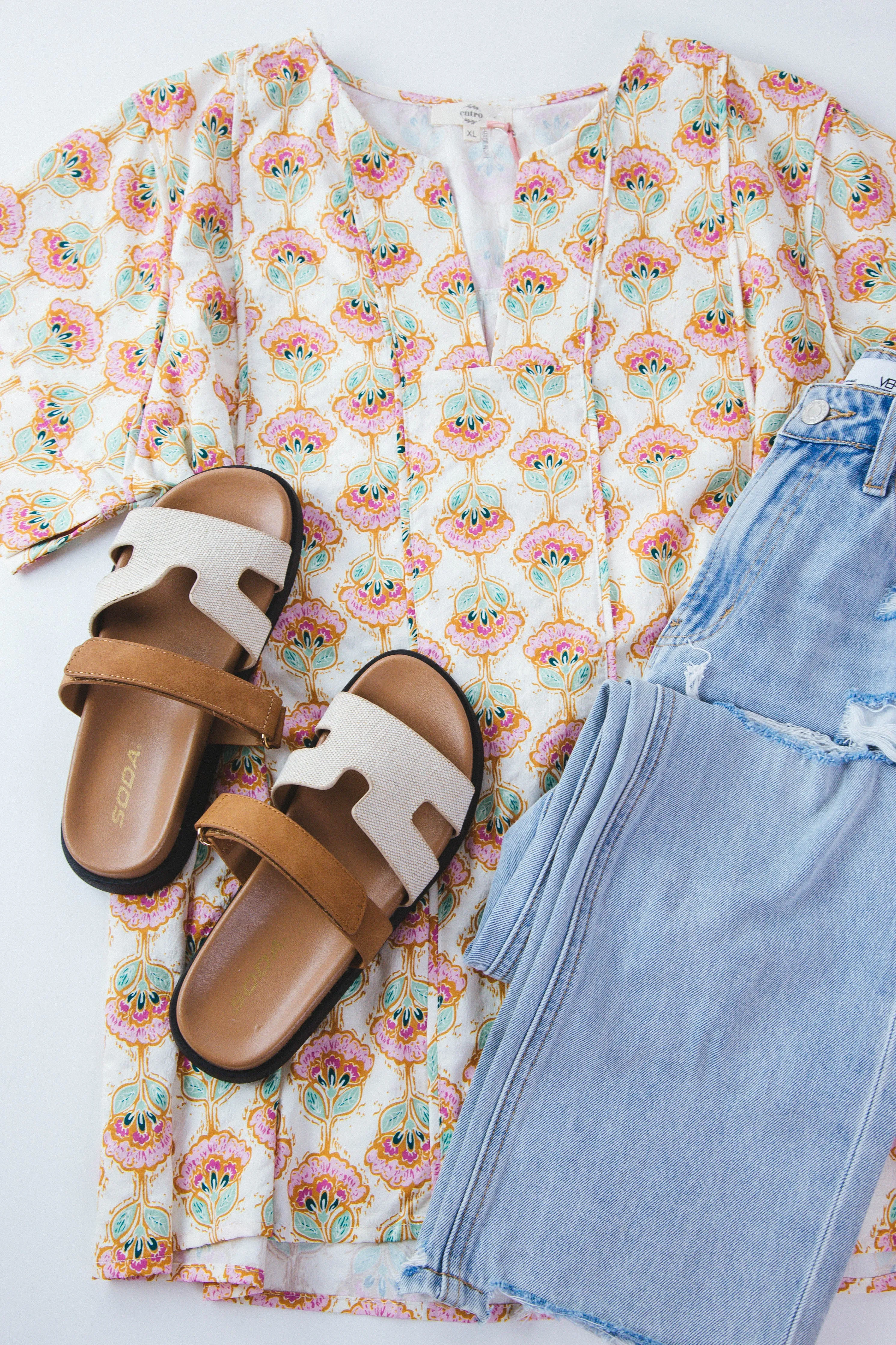 Norah Seam Detail Top, Cream | Extended Sizes sold by North & Main Clothing Company