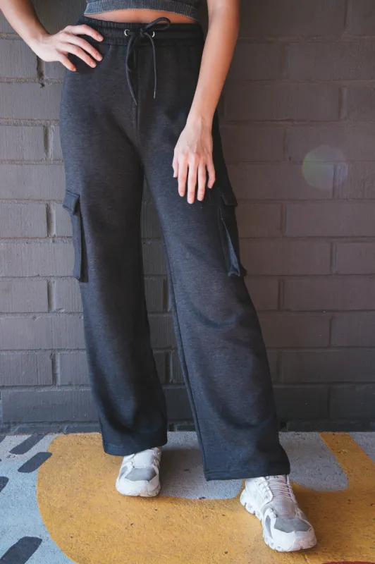 Felicity Cargo Straight Leg Pant, Charcoal sold by North & Main Clothing Company