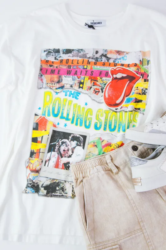 Rolling Stones Time Waits For No One Tee, Vintage White | Daydreamer sold by North & Main Clothing Company