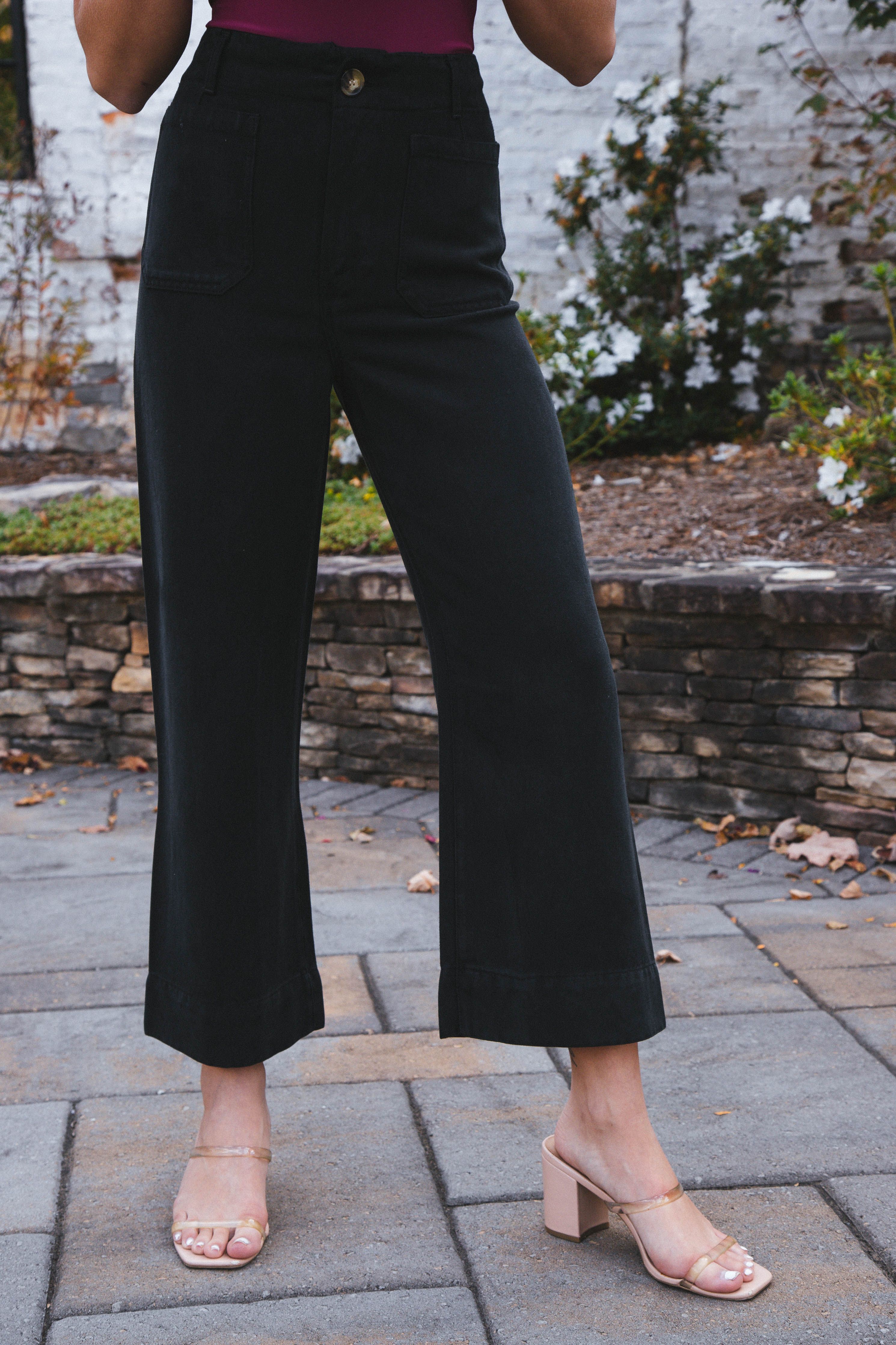 Alyx Twill Tencel Wide Leg Pant, Black | Velvet Heart sold by North & Main Clothing Company