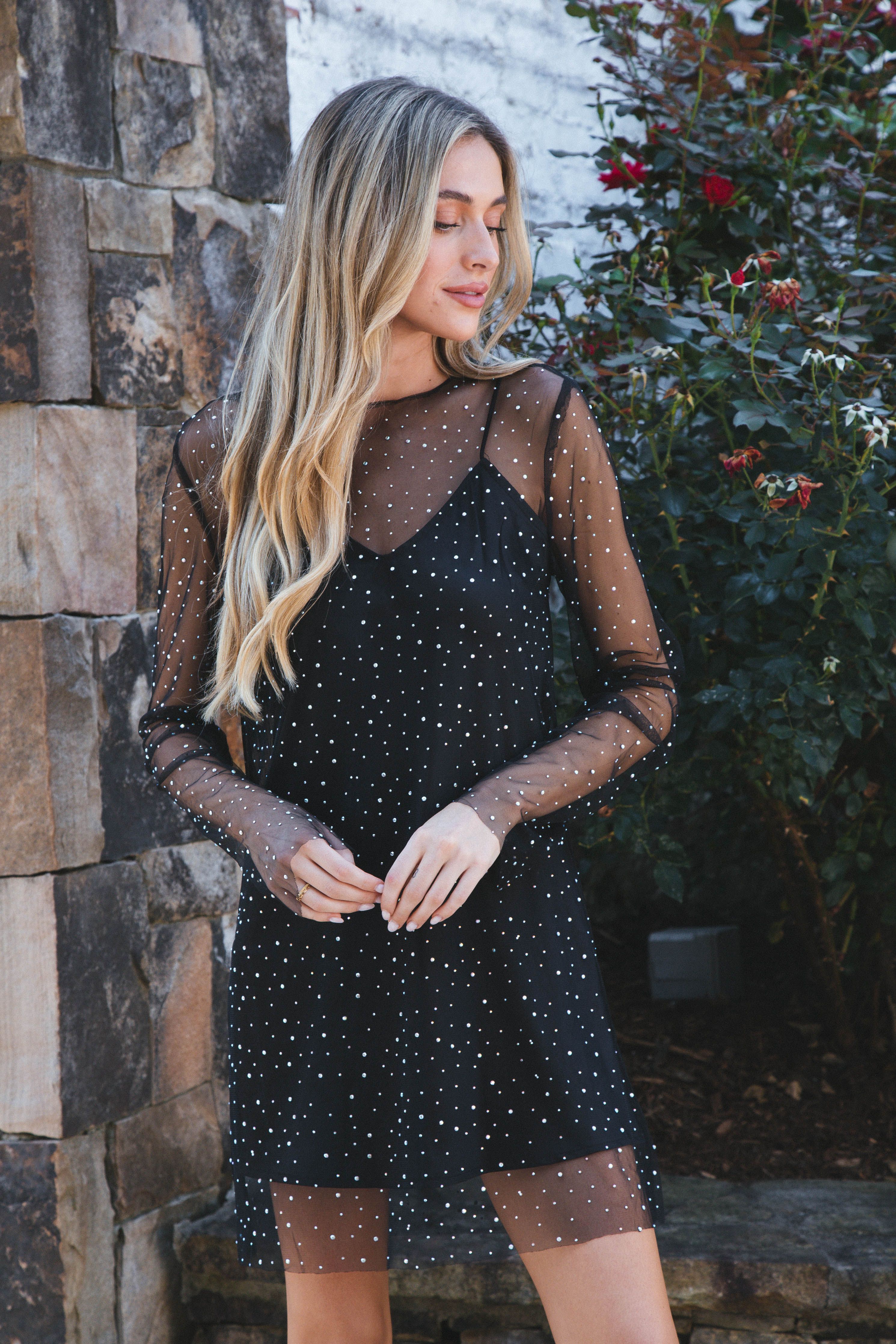 Era Mesh Jeweled Dress, Black sold by North & Main Clothing Company product image thumbnail 5