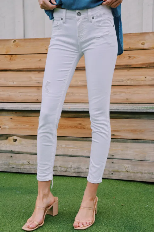 Josie Mid Rise Skinny Jeans, Pearly White sold by North & Main Clothing Company