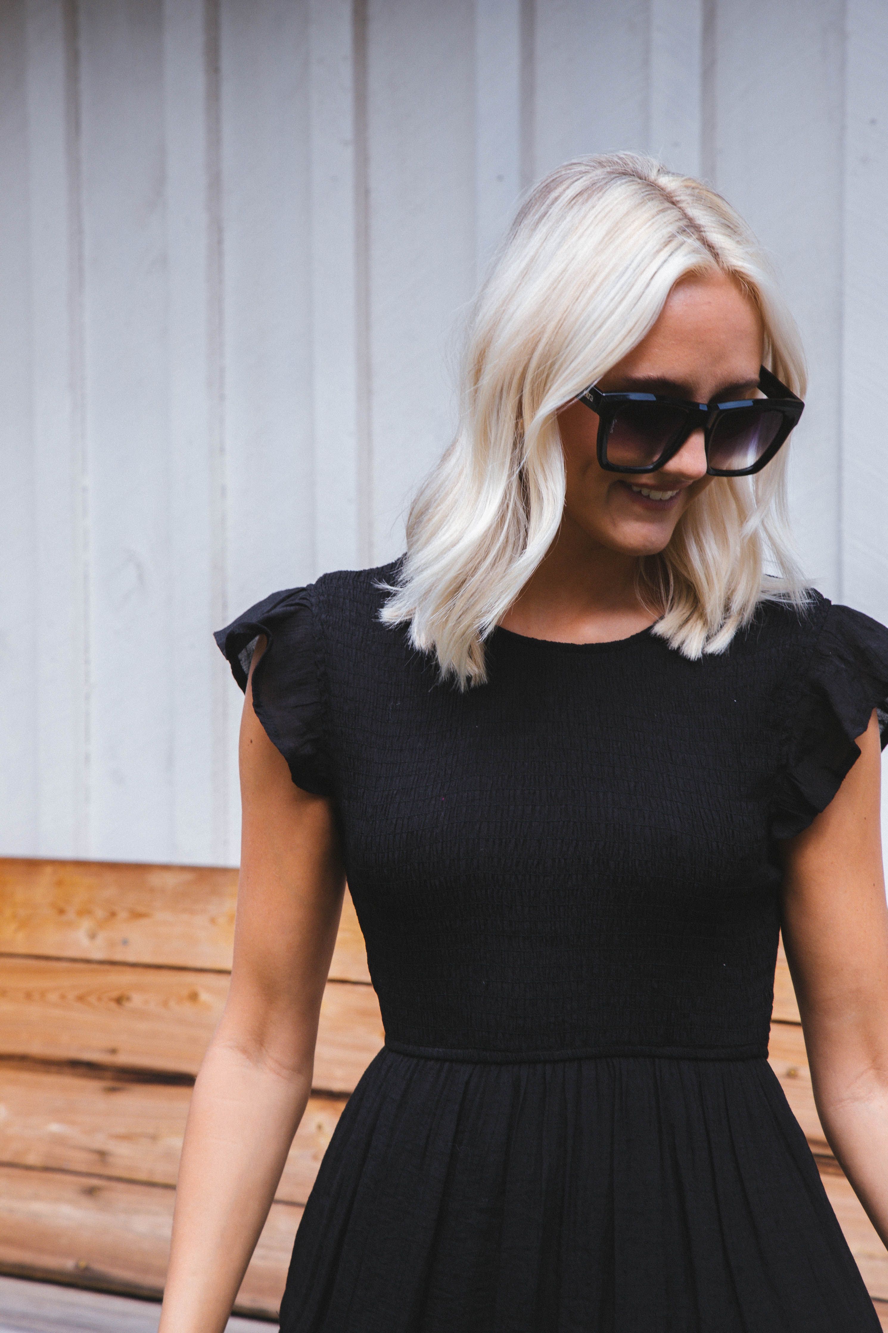 Celene Smocked Midi Dress, Black sold by North & Main Clothing Company product image thumbnail 5