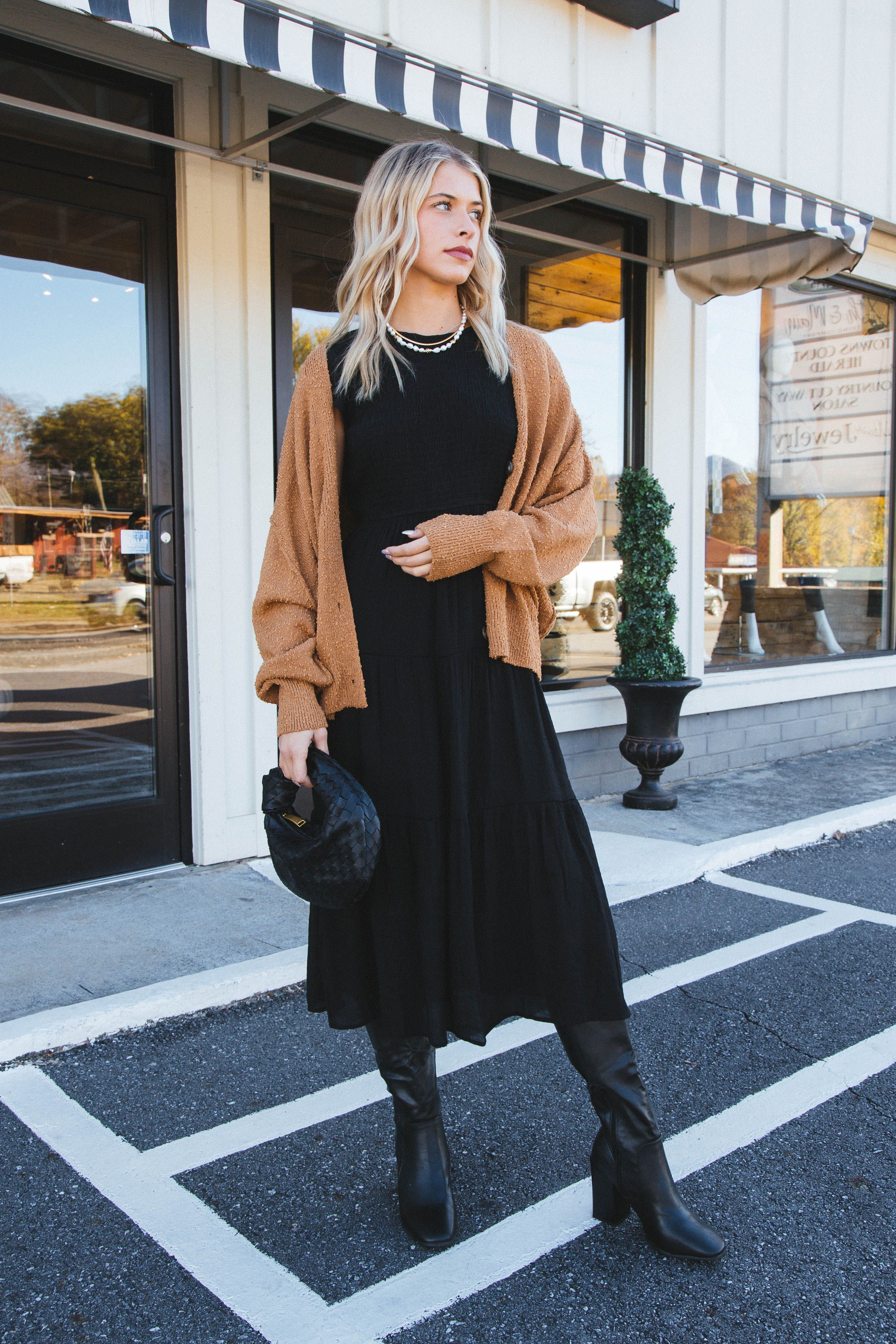 Celene Smocked Midi Dress, Black sold by North & Main Clothing Company product image thumbnail 2