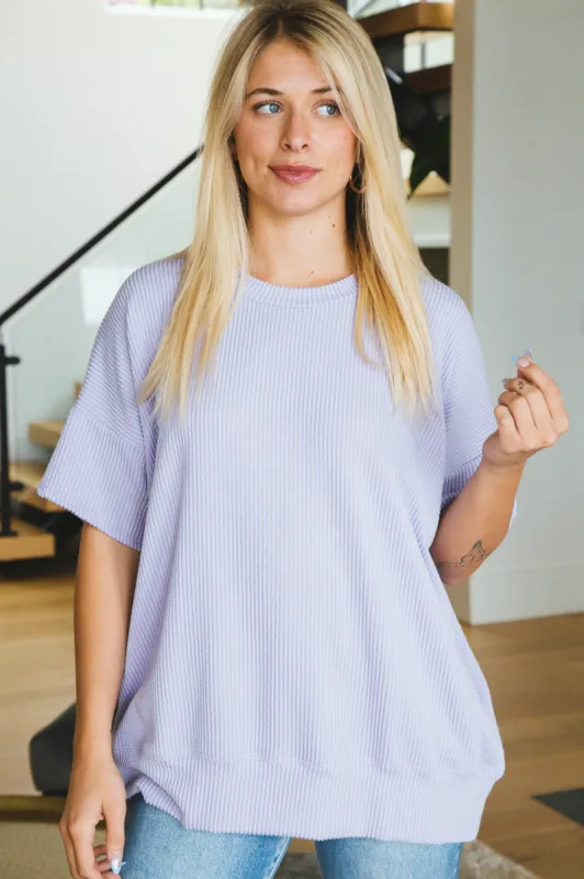 Maya Oversized Wave Rib Top, Lavender sold by North & Main Clothing Company