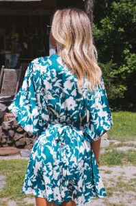 Dorian Satin Mini Dress, Teal Green sold by North & Main Clothing Company