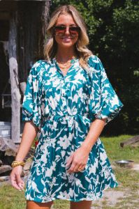 Dorian Satin Mini Dress, Teal Green sold by North & Main Clothing Company