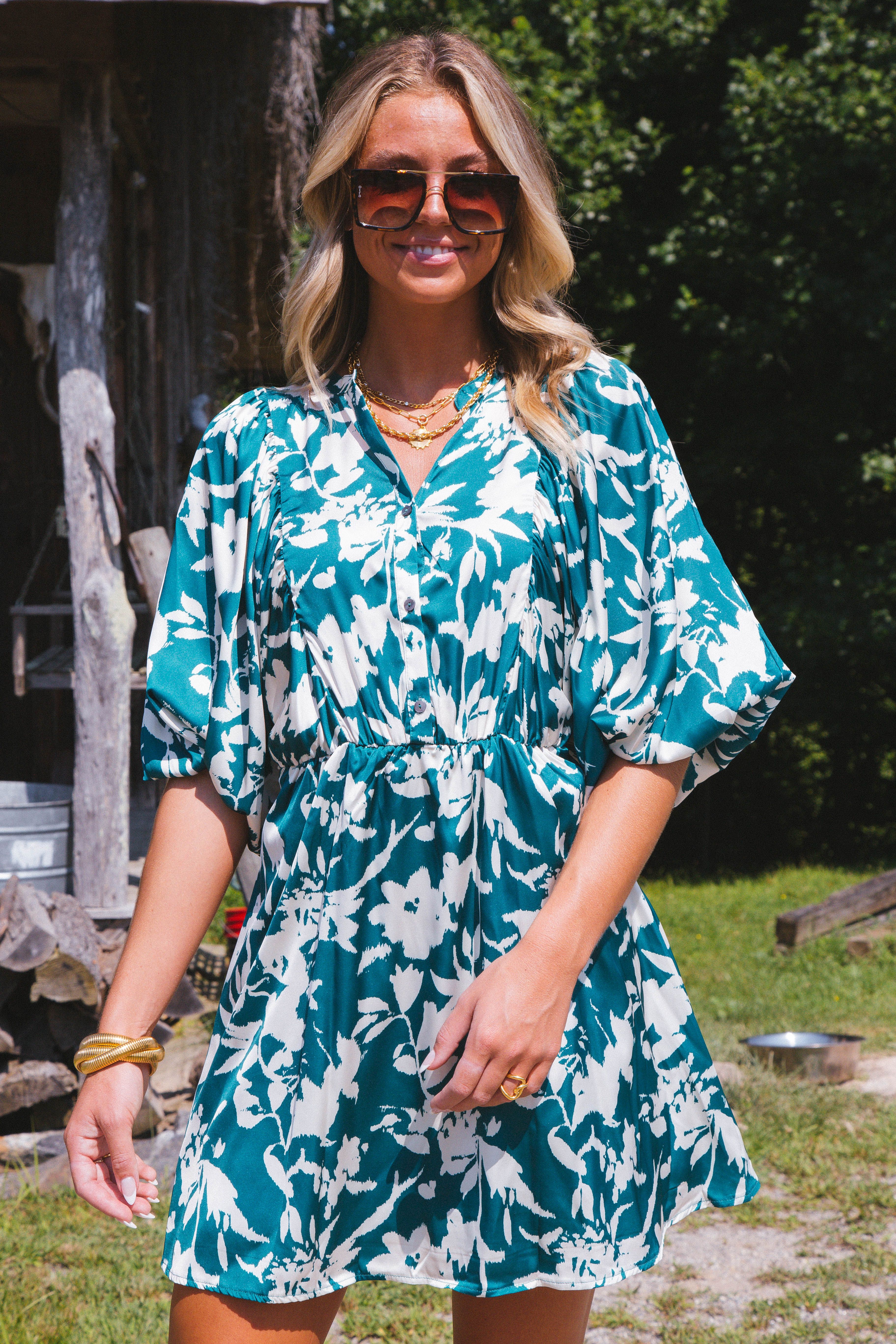 Dorian Satin Mini Dress, Teal Green sold by North & Main Clothing Company product image thumbnail 2