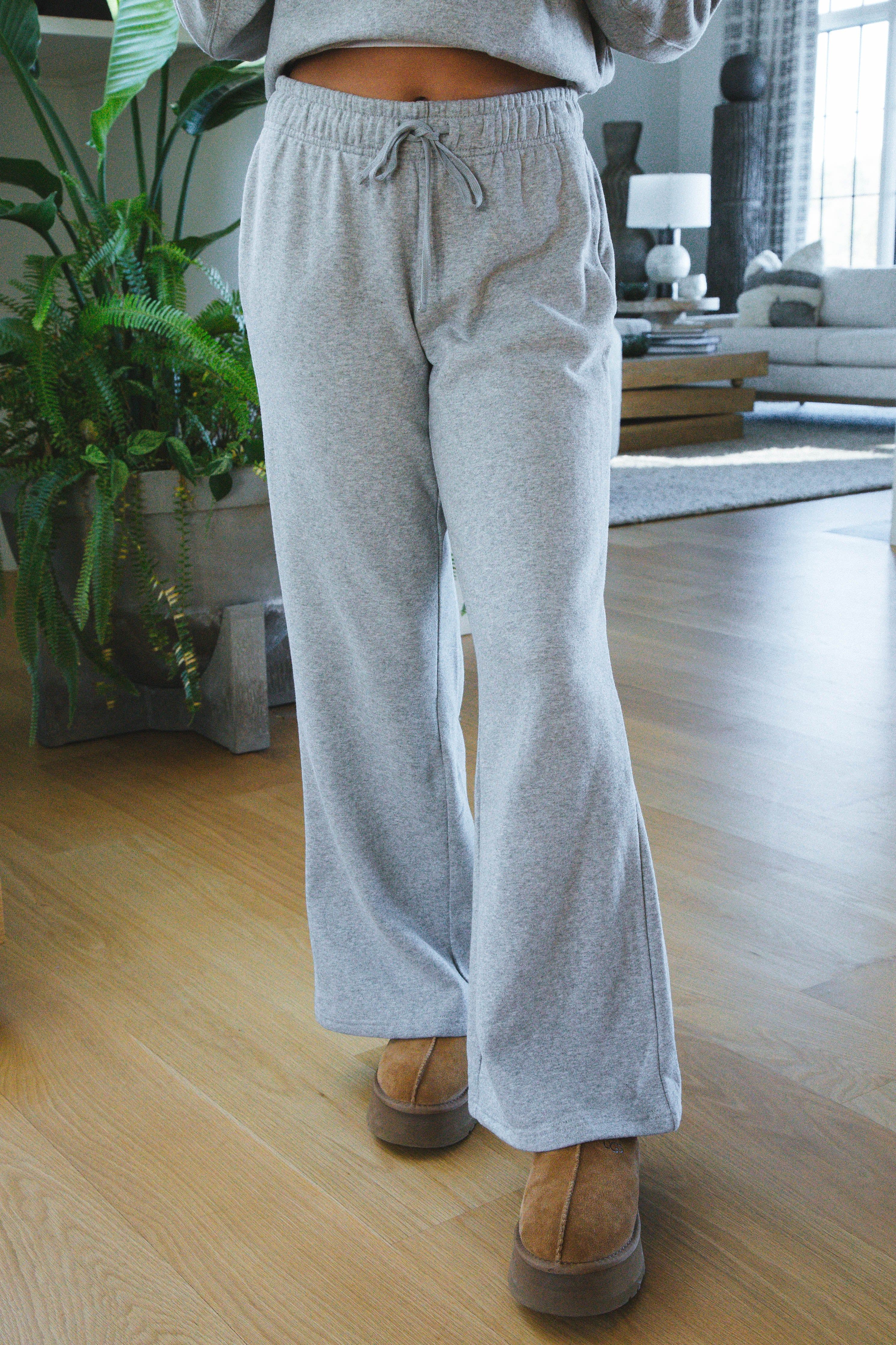 Simone Mid Rise Wide Leg Sweatpants, Heather Grey sold by North & Main Clothing Company
