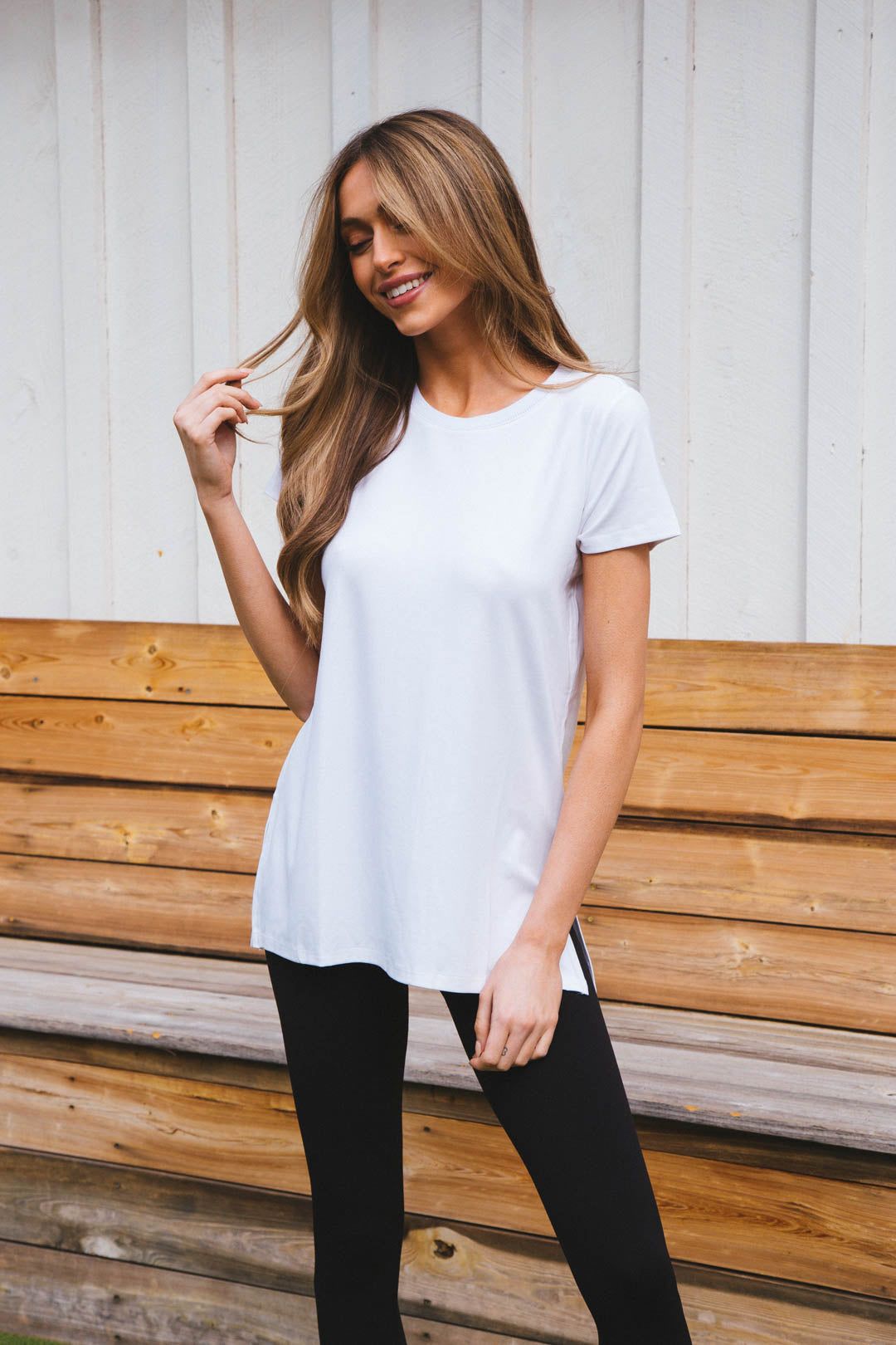 Atlas Split Side T-Shirt, White | SPANX sold by North & Main Clothing Company product image thumbnail 5