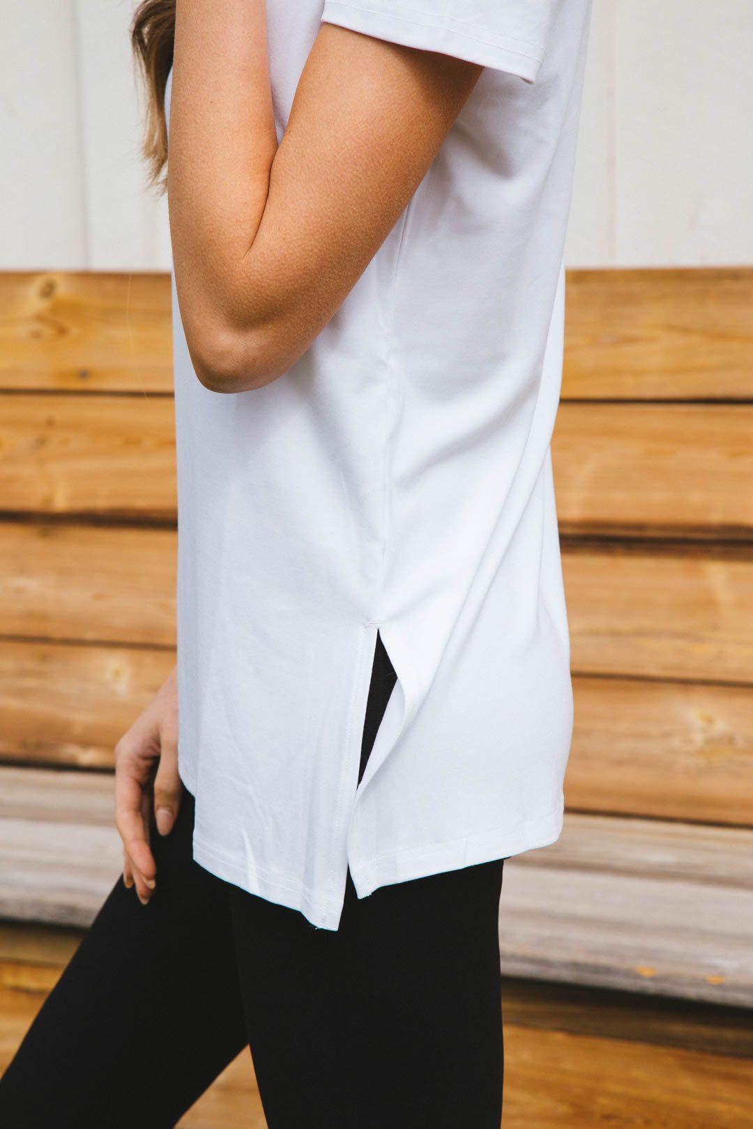Atlas Split Side T-Shirt, White | SPANX sold by North & Main Clothing Company product image thumbnail 3