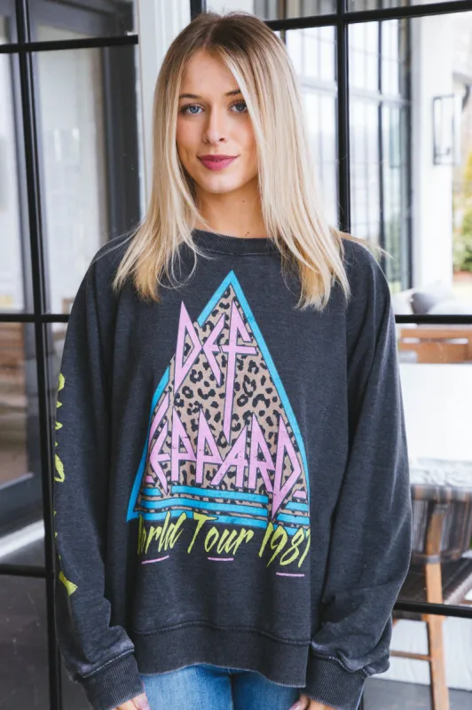 Def Leppard World Tour Sweatshirt, Black | Recycled Karma sold by North & Main Clothing Company