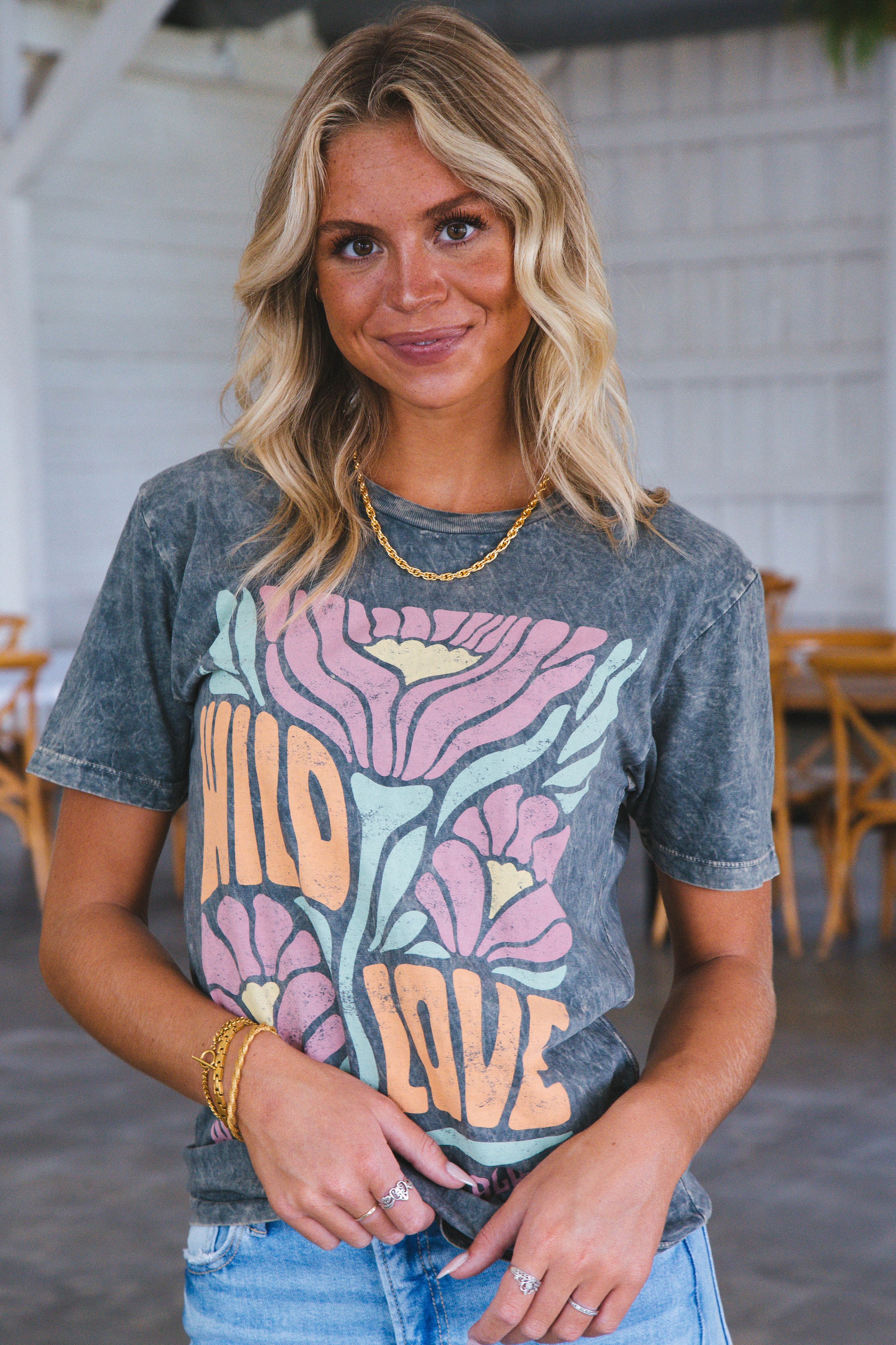 Wild Love Boyfriend Graphic Tee, Stone Gray sold by North & Main Clothing Company product image thumbnail 2