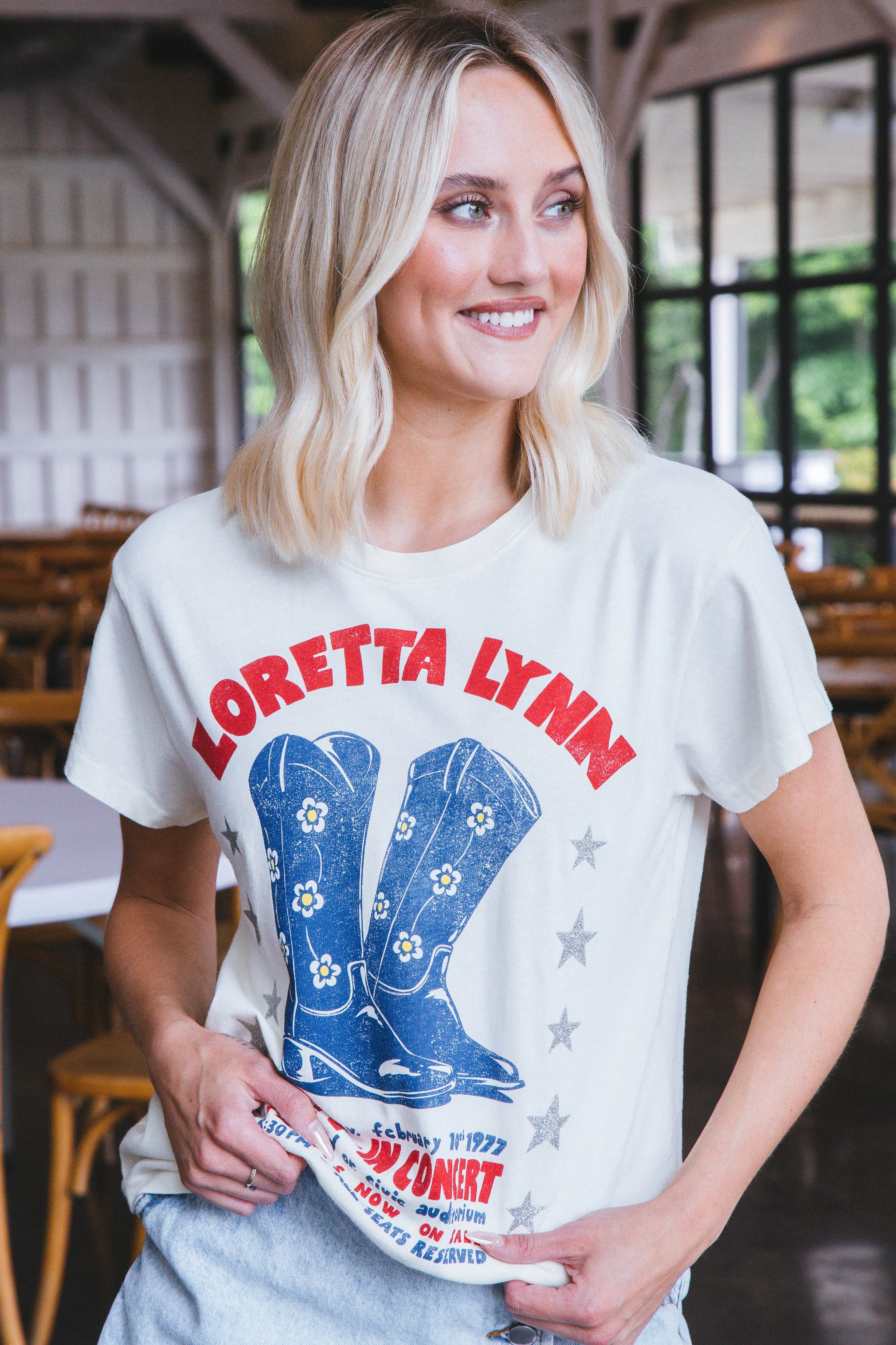Loretta Lynn In Concert Tour Tee, Stone Vintage | Daydreamer sold by North & Main Clothing Company product image thumbnail 5