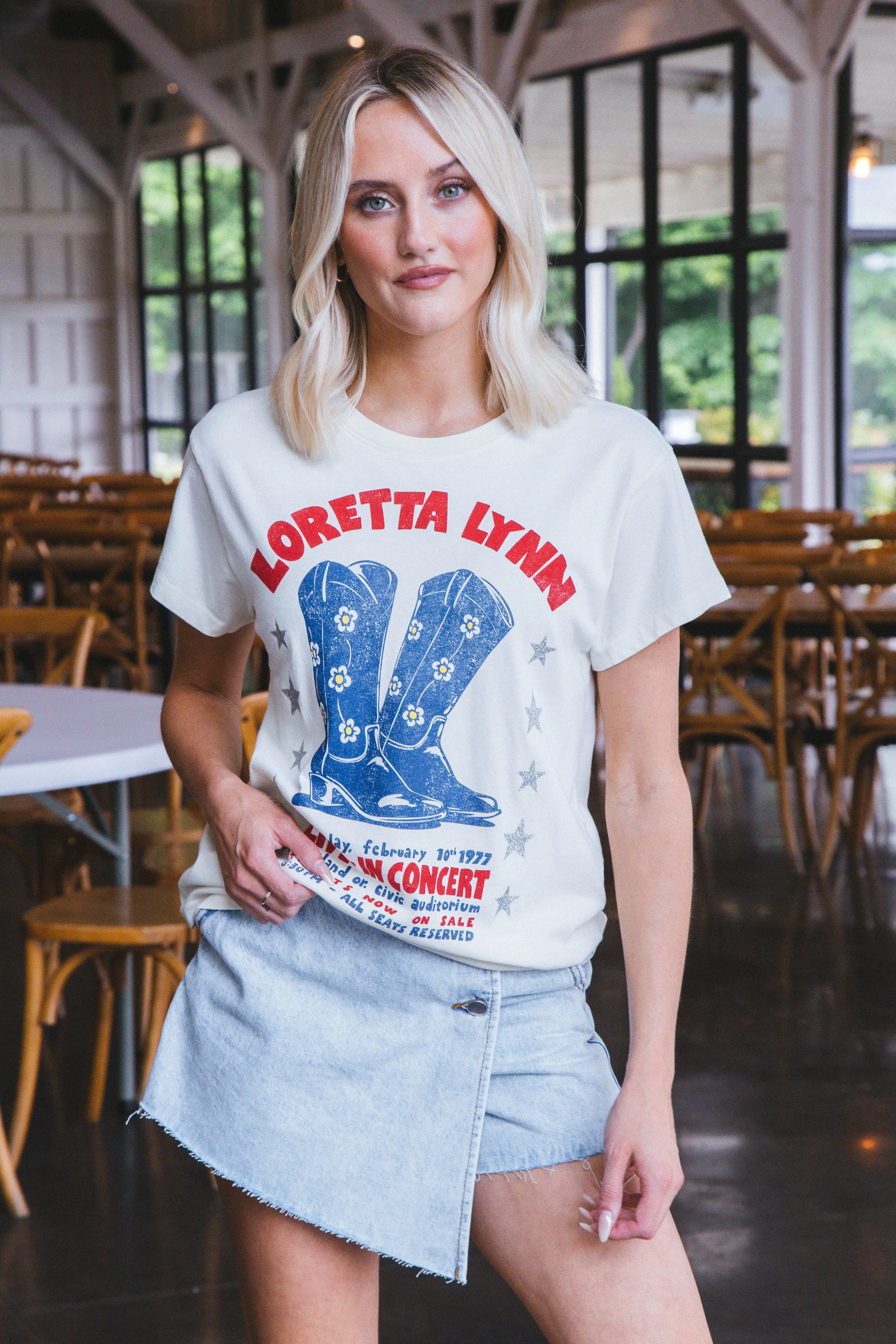 Loretta Lynn In Concert Tour Tee, Stone Vintage | Daydreamer sold by North & Main Clothing Company product image thumbnail 3