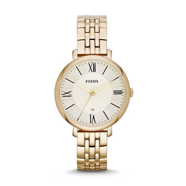 Jacqueline Gold-Tone Stainless Steel Watch | Fossil® sold by North & Main Clothing Company