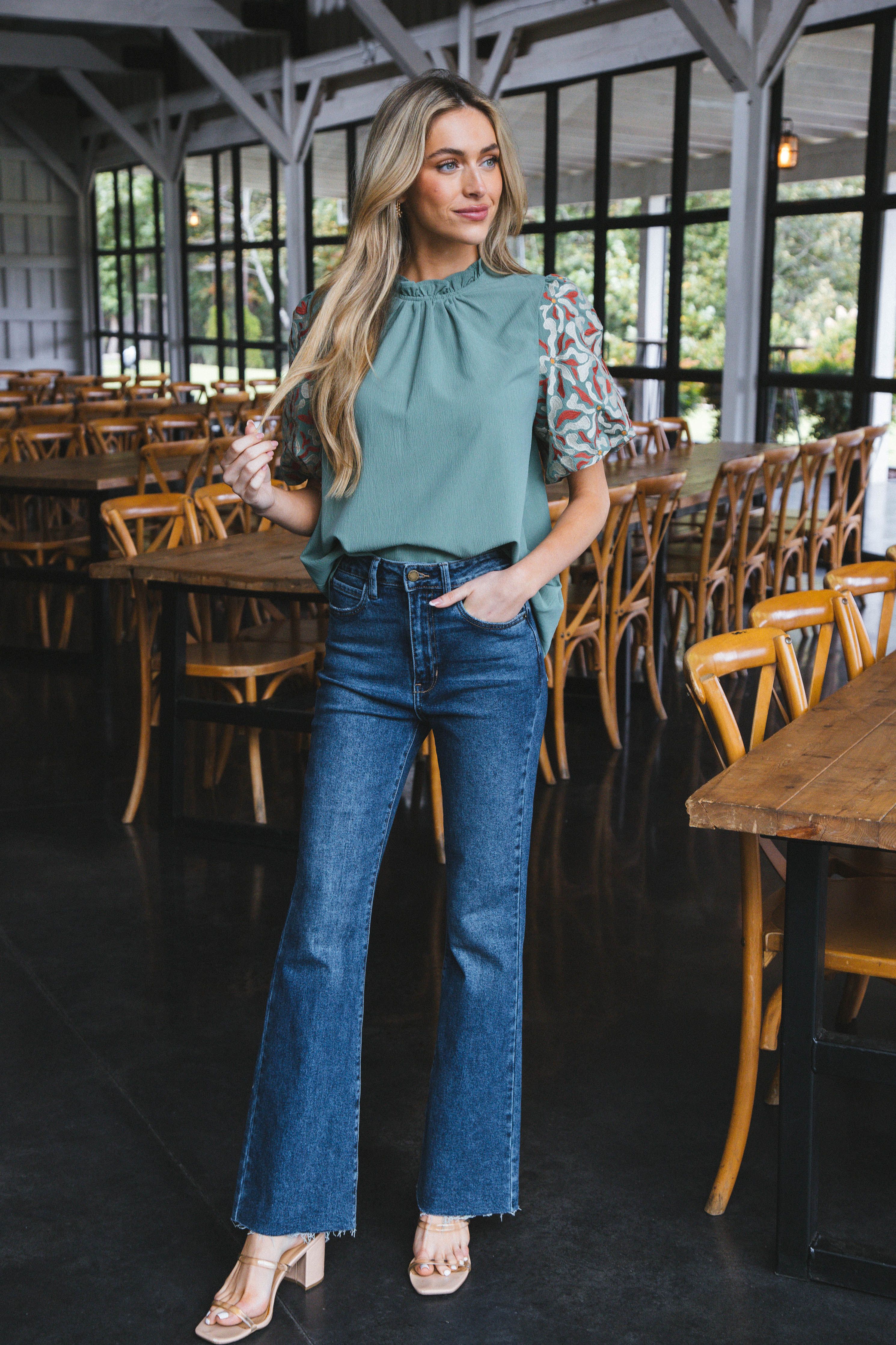 Jackie Embroidered Top, Artichoke sold by North & Main Clothing Company product image thumbnail 2