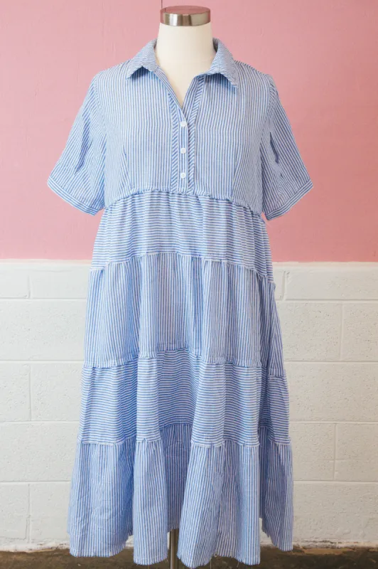 Faith Striped Maxi Dress, Blue Mix | Plus Size made by Umgee
