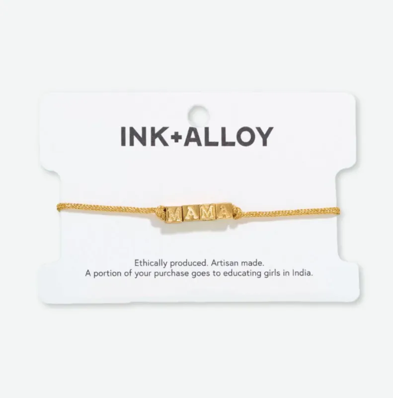 Goldie Brass Letter Cord Bracelet | Ink + Alloy sold by North & Main Clothing Company